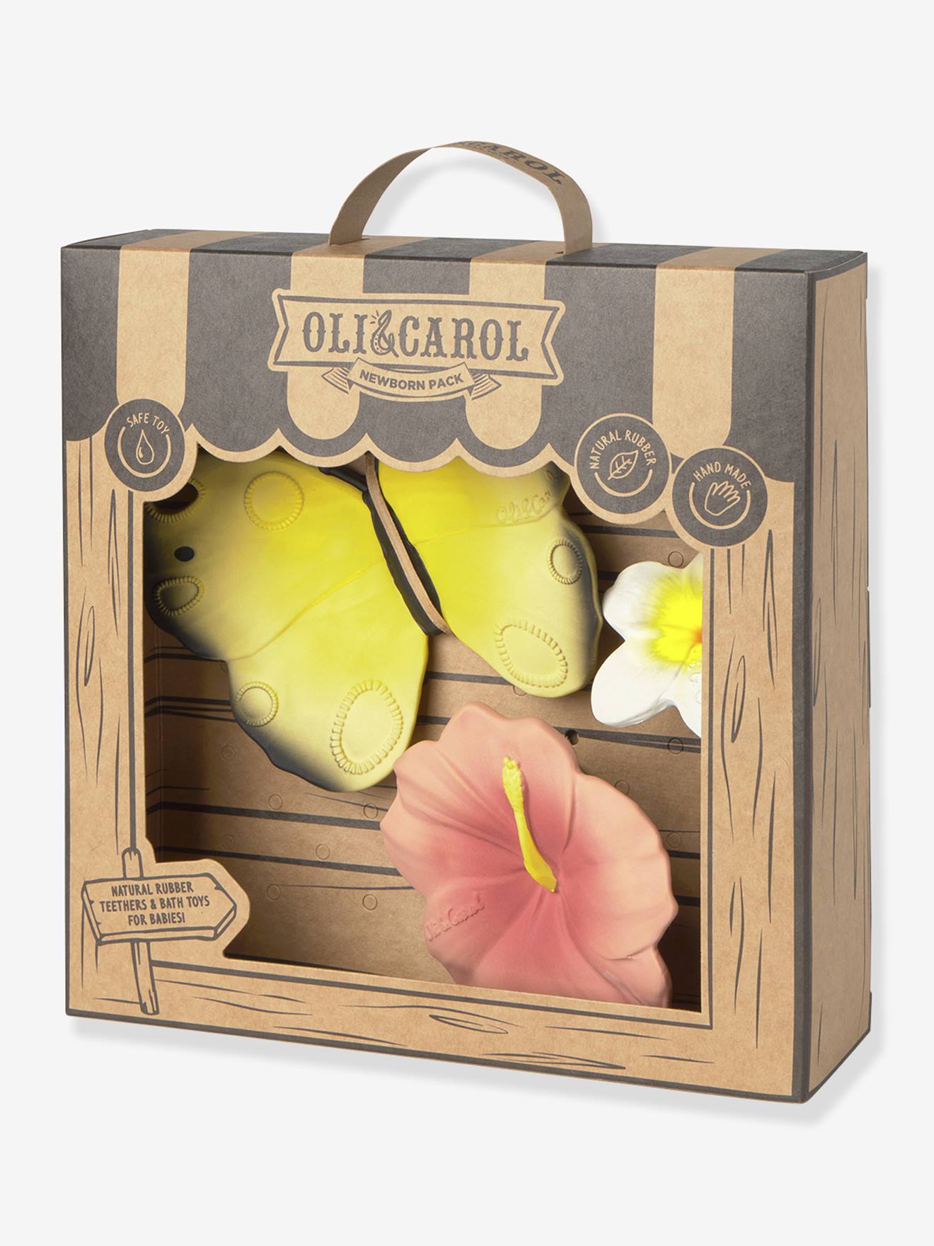 Geboorte geschenkset: OLI & CAROL vlinder / bloem bijtring meerkleurig afbeelding