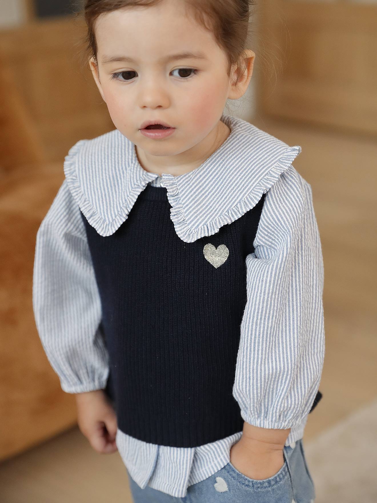 Mouwloze trui baby marineblauw afbeelding