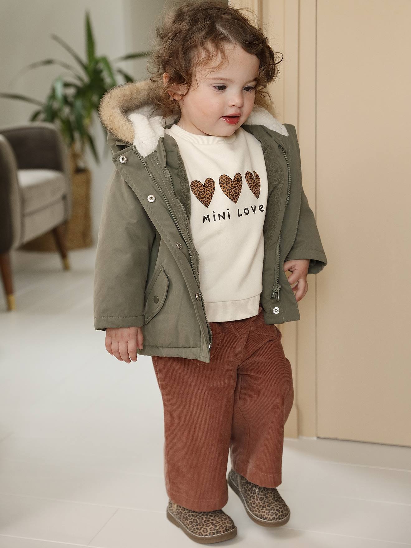 Parka + fijn donsjack baby 3 in 1 olijf afbeelding