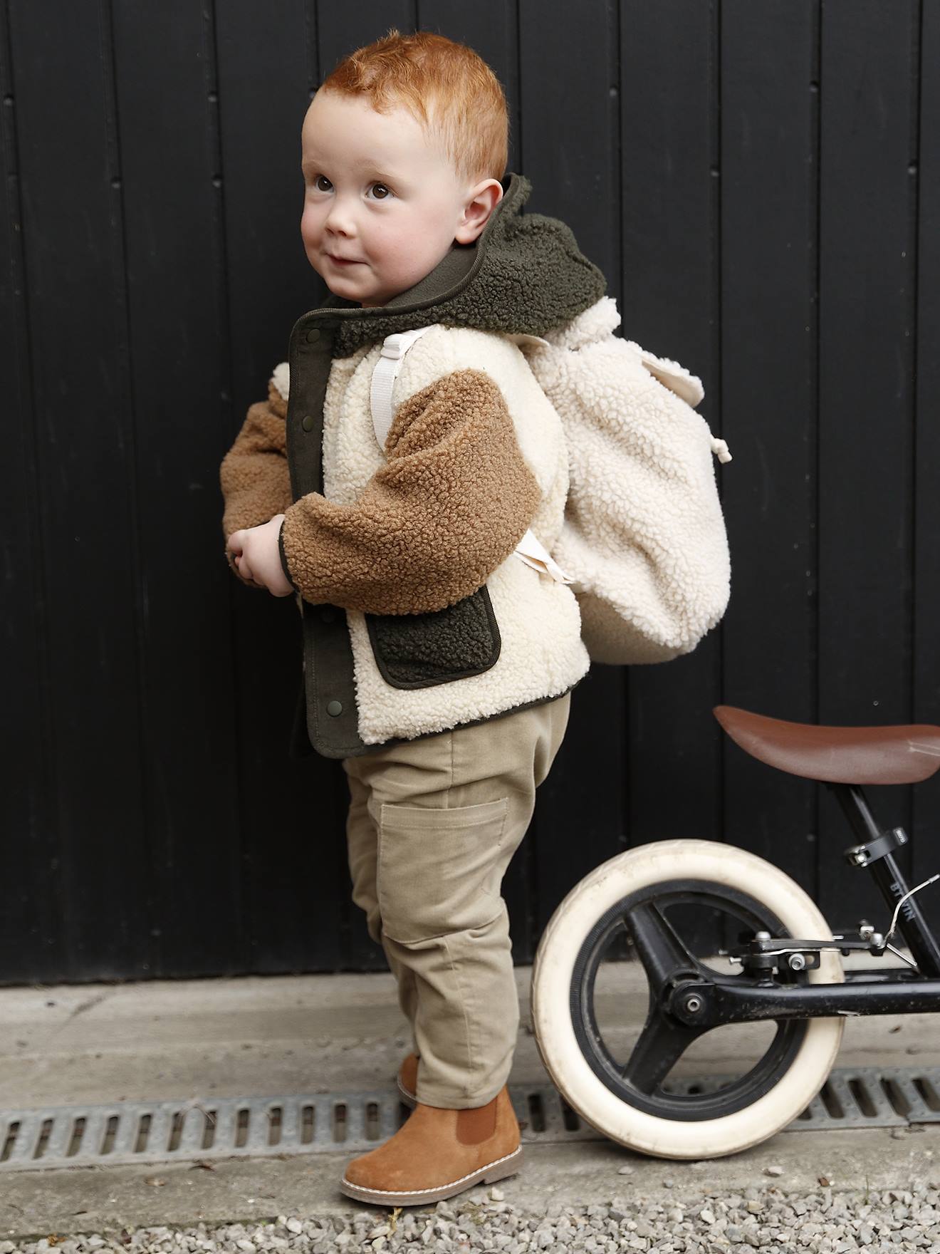 Sherpa met capuchon voor baby zandbeige afbeelding