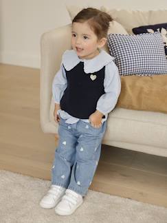 Baby-Wijde jeans met kleine geborduurde hartjes