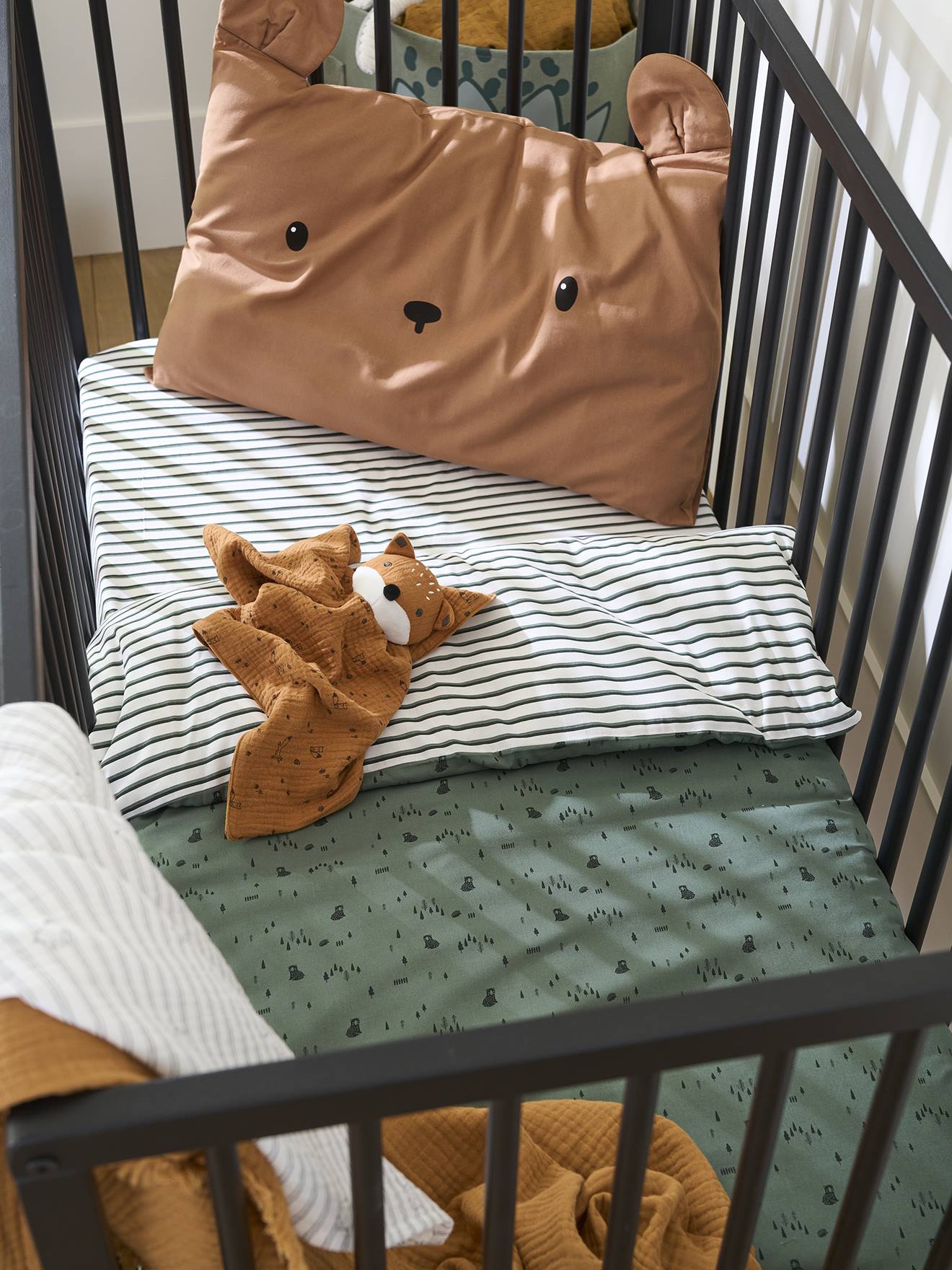 Dekbedovertrek GREEN FOREST Oeko-Tex® voor baby's groen afbeelding