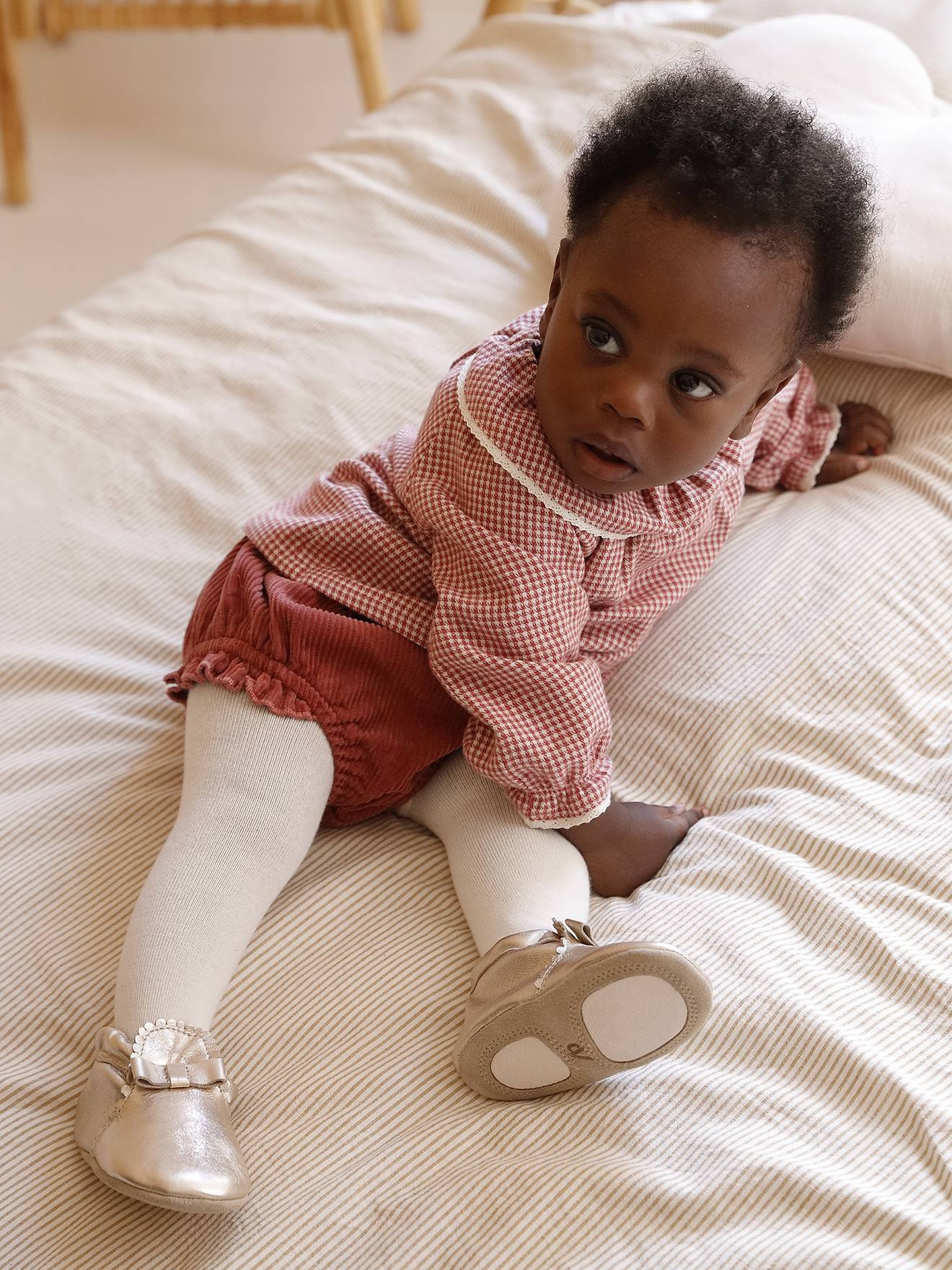 Babypakje bloomer + panty's terracottategel afbeelding
