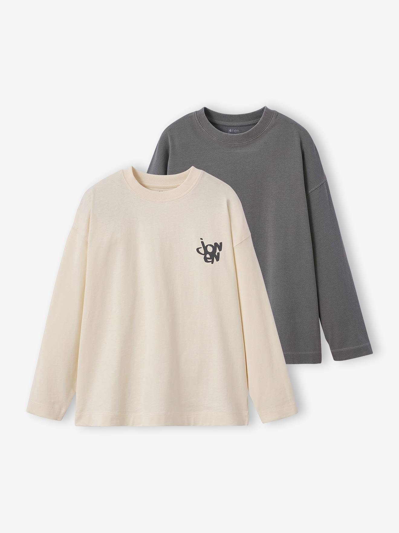 Set van 2 t-shirts met verwassen effect voor jongens JONEN ecru afbeelding