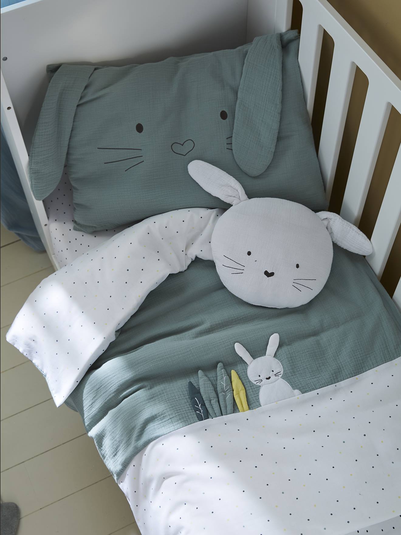 Dekbedovertrek GROEN KONIJN baby groen afbeelding