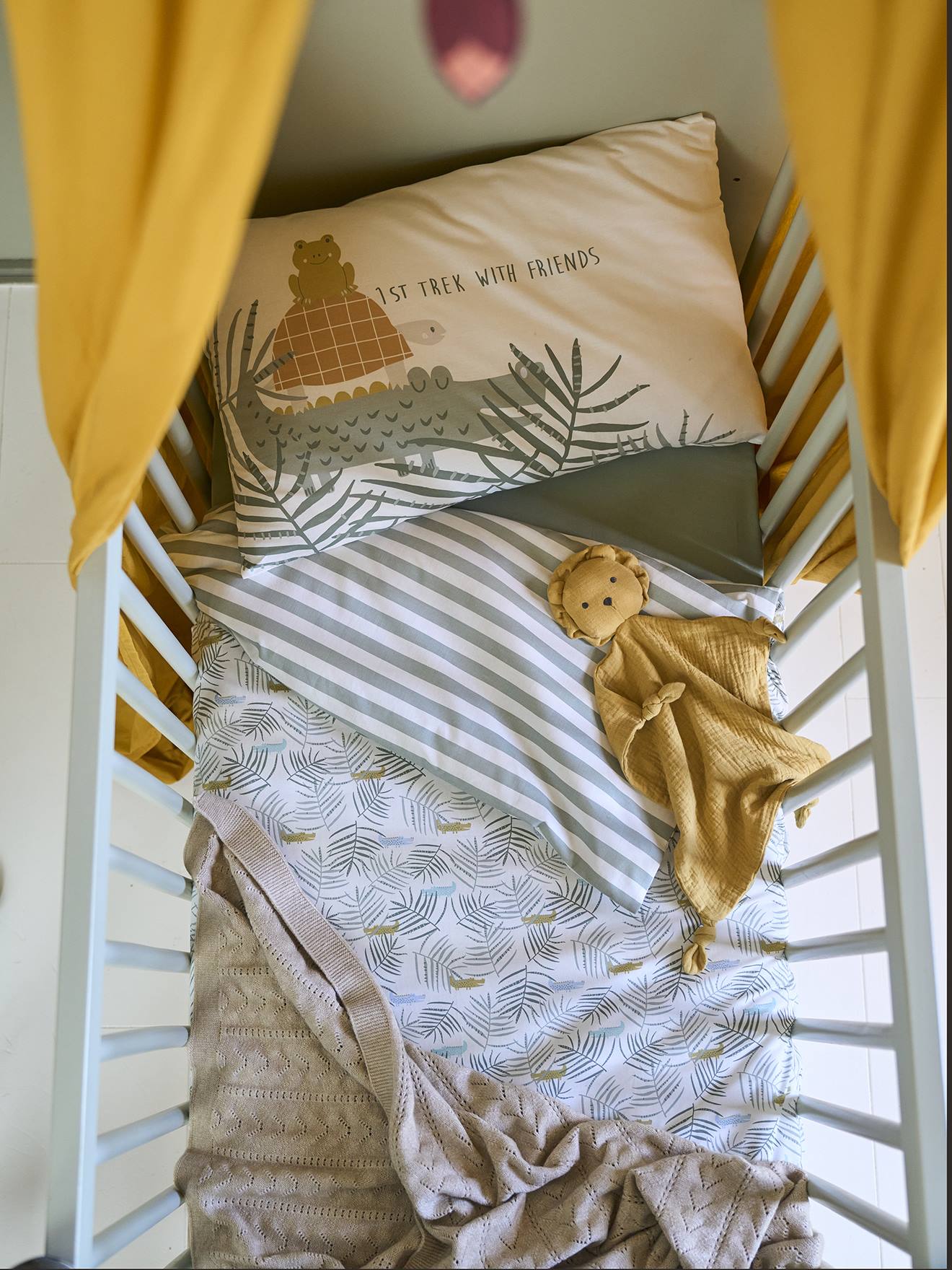 Baby-dekbedovertrek TREK Oeko-Tex¨ wit, bedrukt