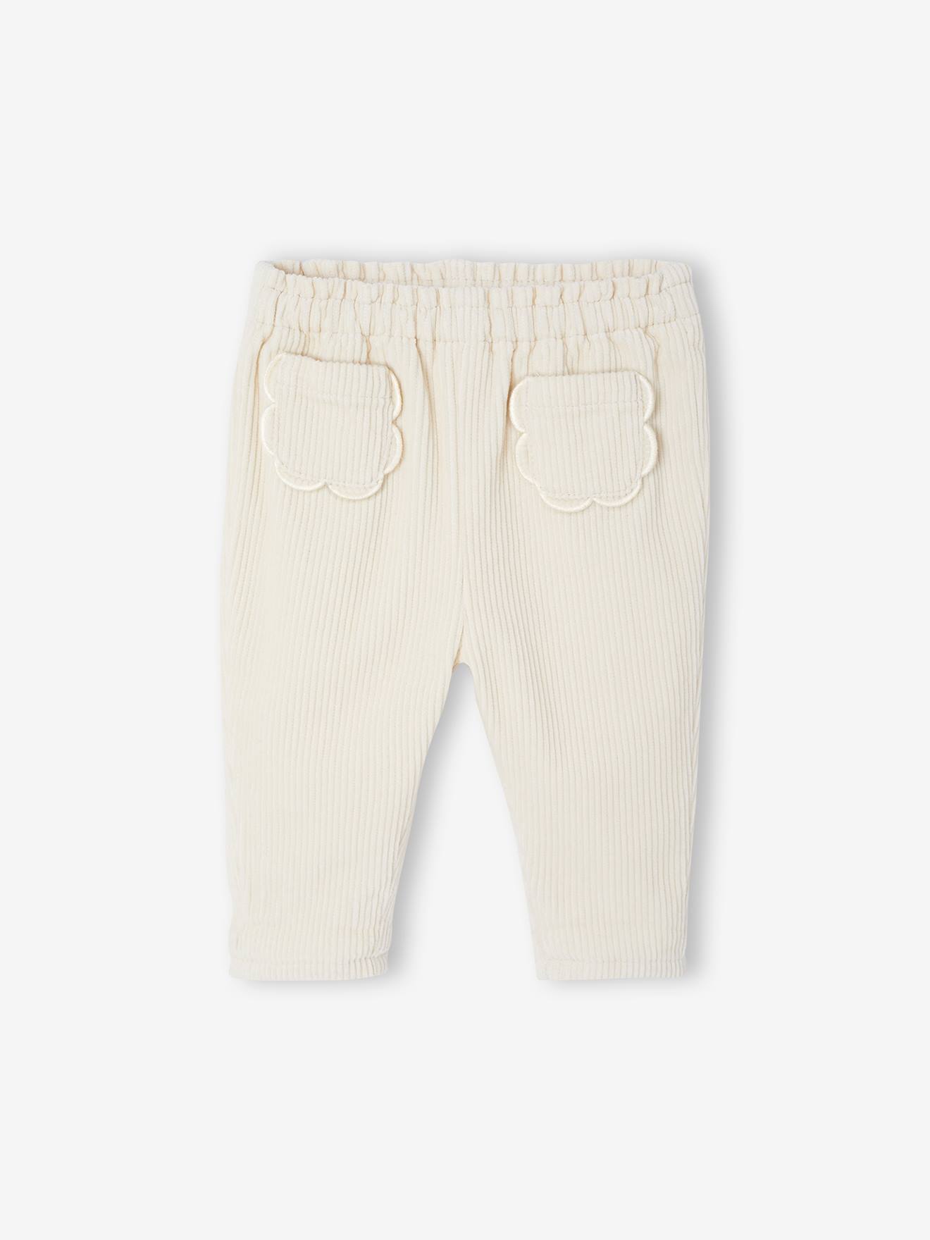 Broek in ribfluweel voor pasgeborenen ecru afbeelding