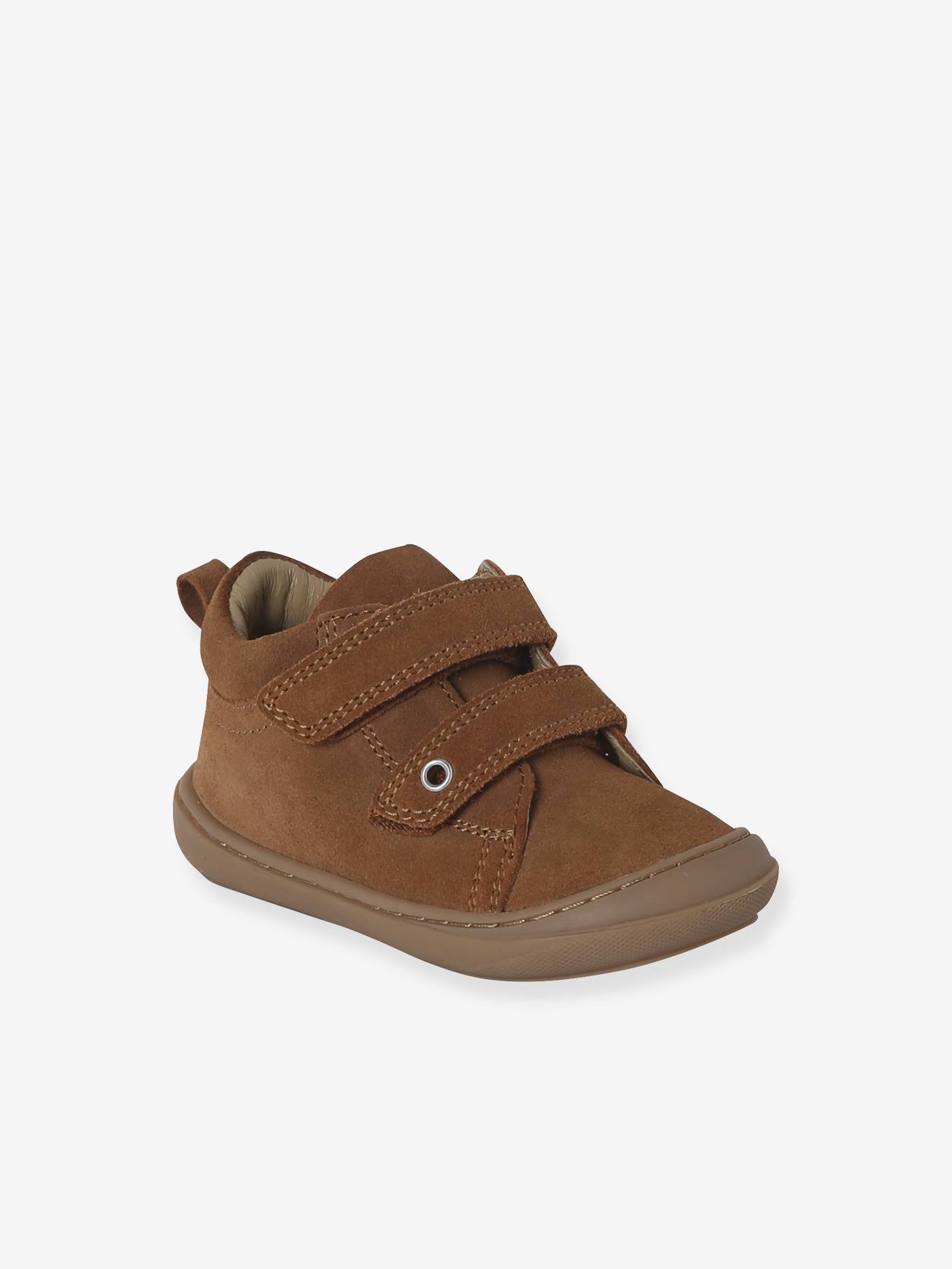 Babyslofjes van zacht leer met antislip karamel afbeelding
