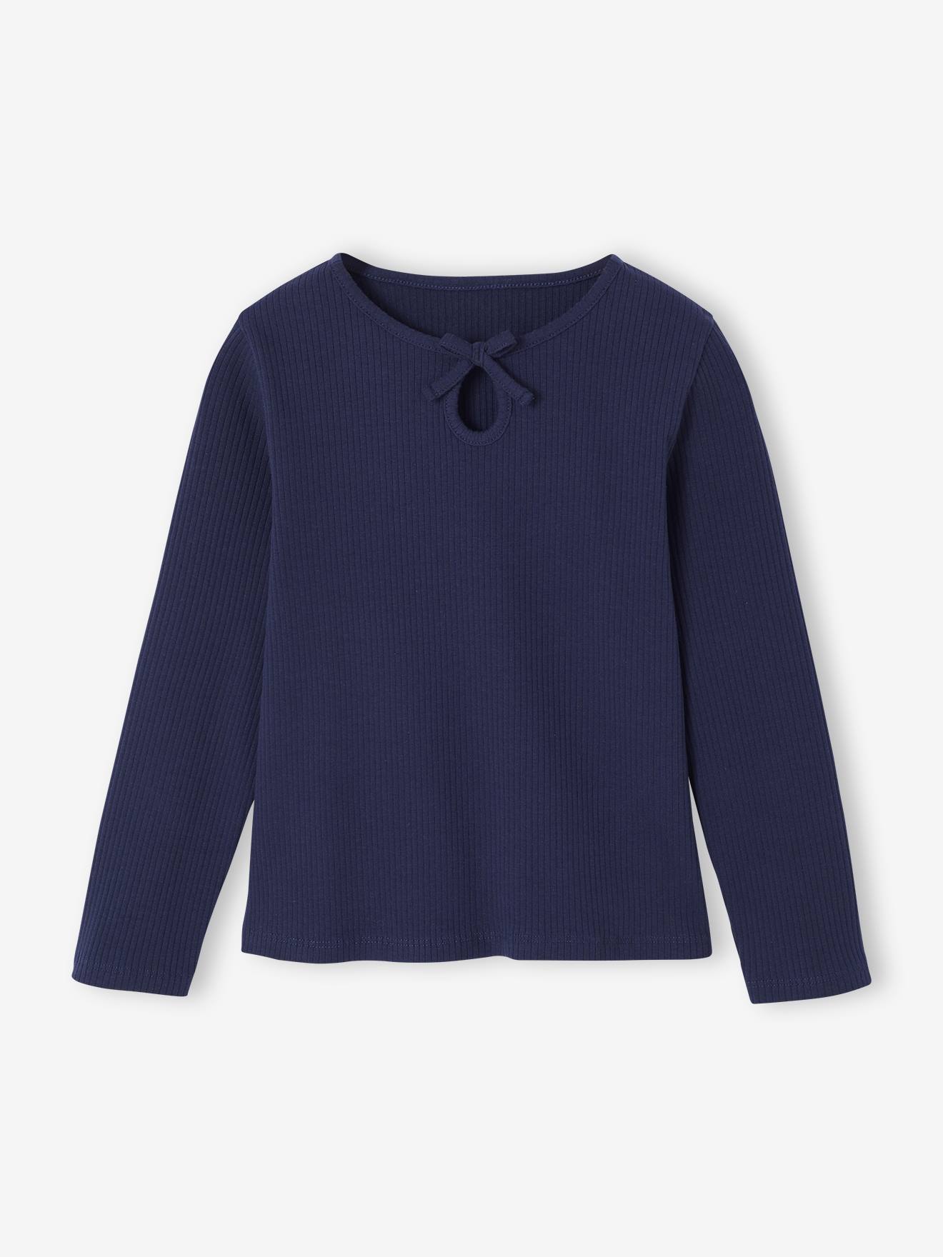 T-shirt met lange mouwen voor meisjes marineblauw afbeelding