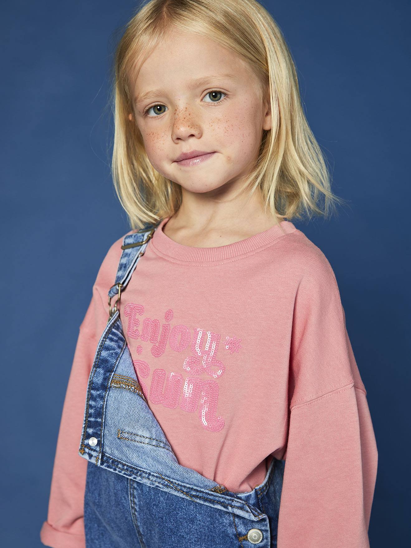 Cropped T-shirt met tekst en pailletten voor meisjes rozen afbeelding