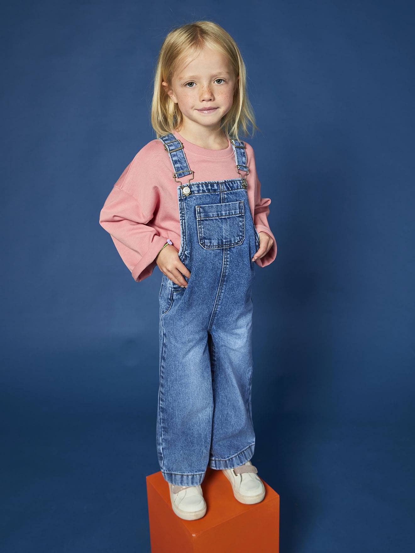 Wijde salopet van jeans voor meisjes stone afbeelding