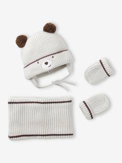 Baby-Babyset muts « Ourson », snood en wanten baby