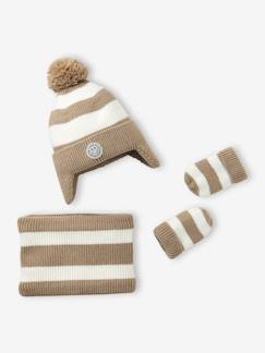 Baby-Gestreept babyset met Peruaanse muts, snood en wanten