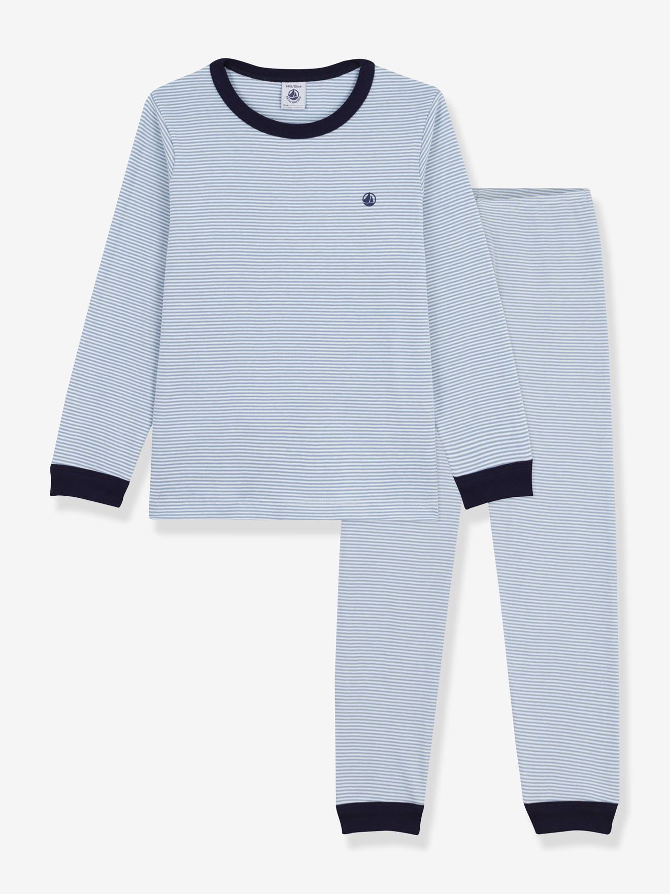 Kinderpyjama van katoen met strepen PETIT BATEAU grijs afbeelding