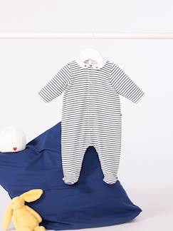 Baby-Baby pyjama in fluweel / velours met PETIT BATEAU print op de kraag