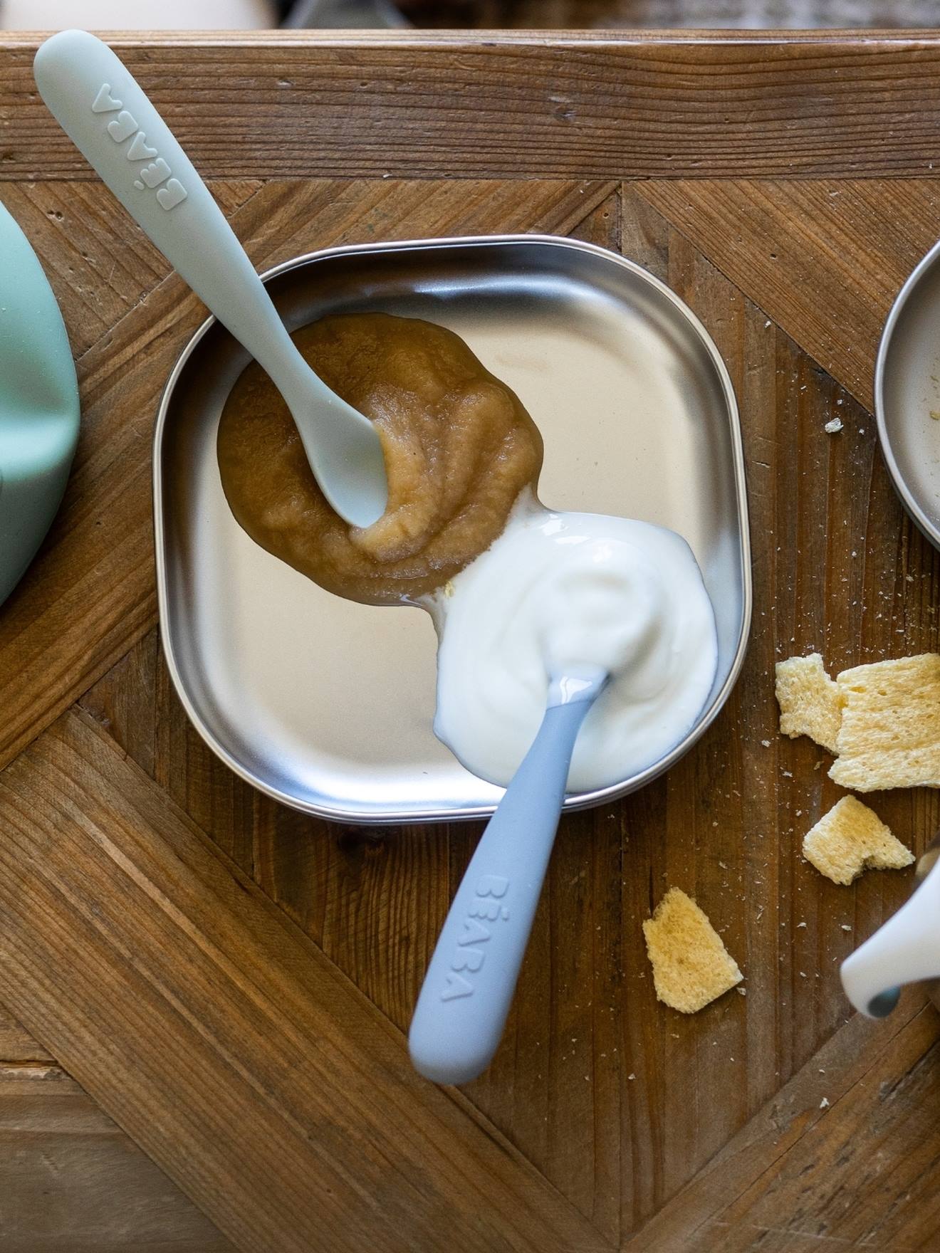 Set van 2 ergonomische lepels 1e leeftijd BEABA groen afbeelding