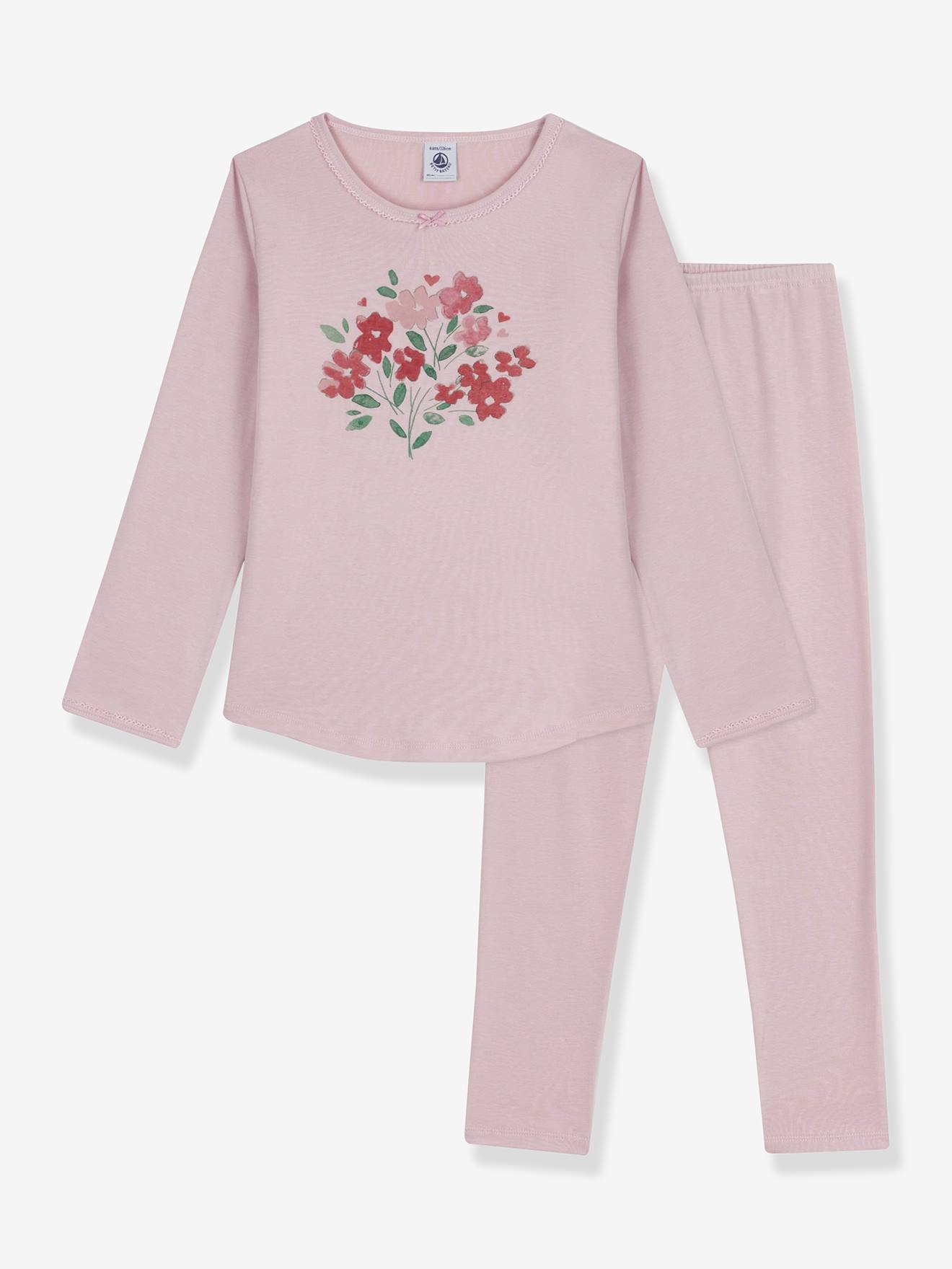 Kinderpyjama katoen rib 1x1 PETIT BATEAU rozen afbeelding