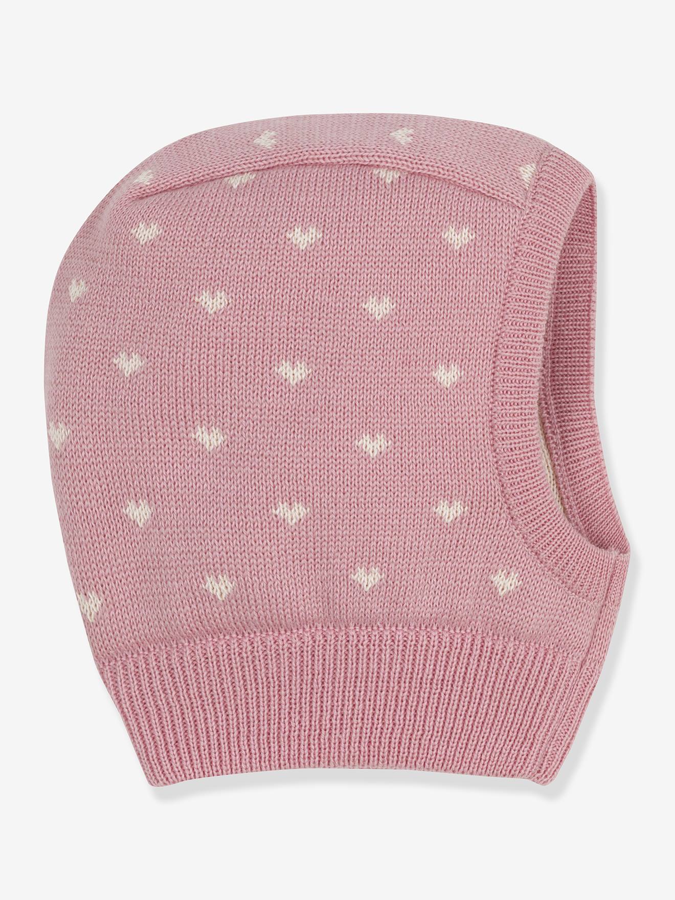 Baby muts met hartjes van wol en katoen PETIT BATEAU rozen afbeelding