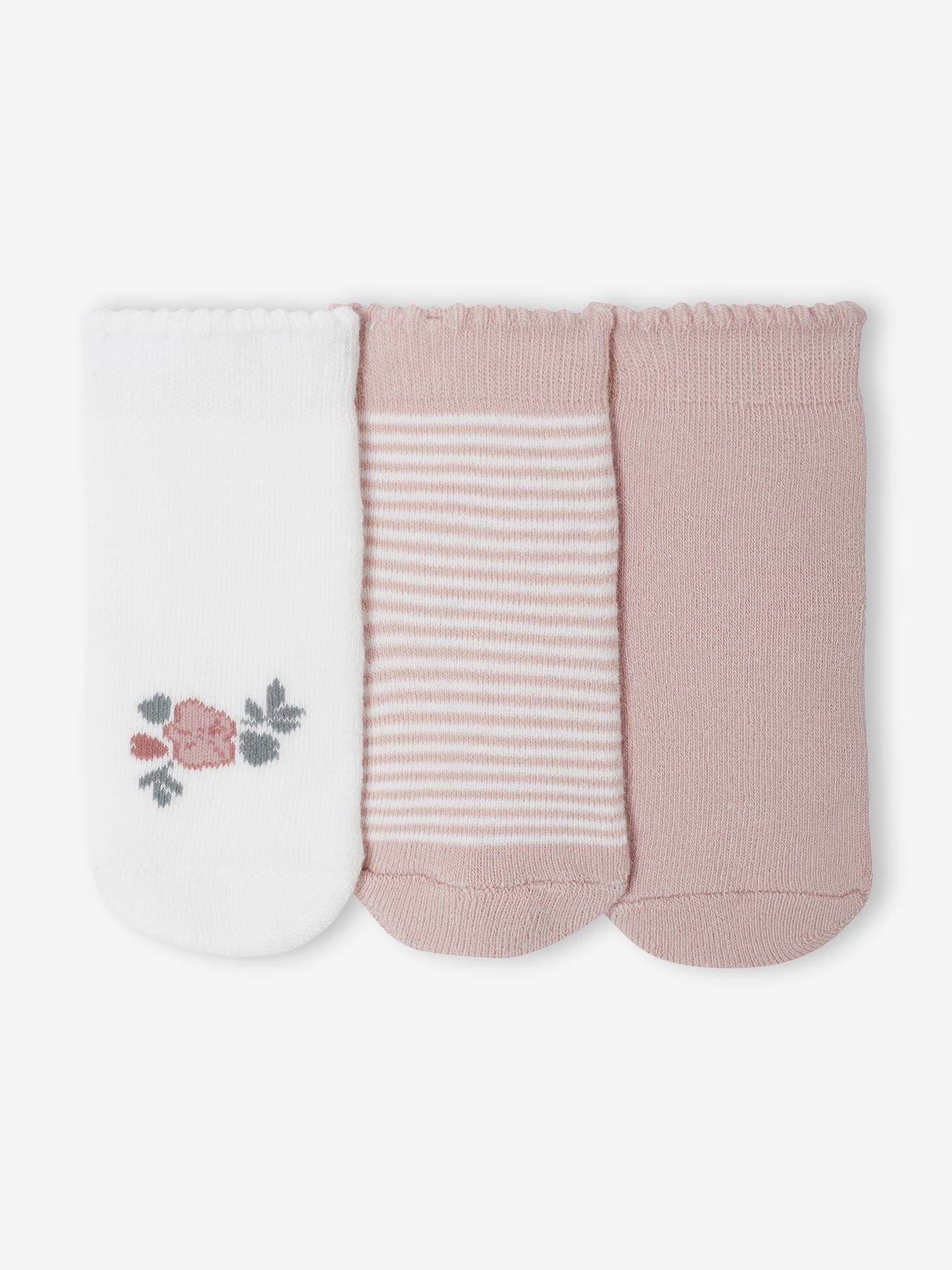 Set van 3 paar sokken voor babymeisjes lichtroze afbeelding