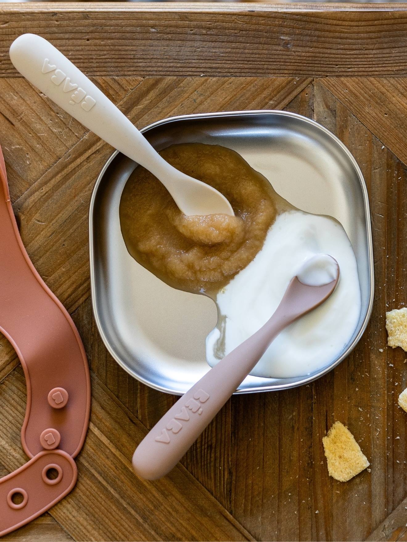 Set van 2 ergonomische lepels 1e leeftijd BEABA beige afbeelding
