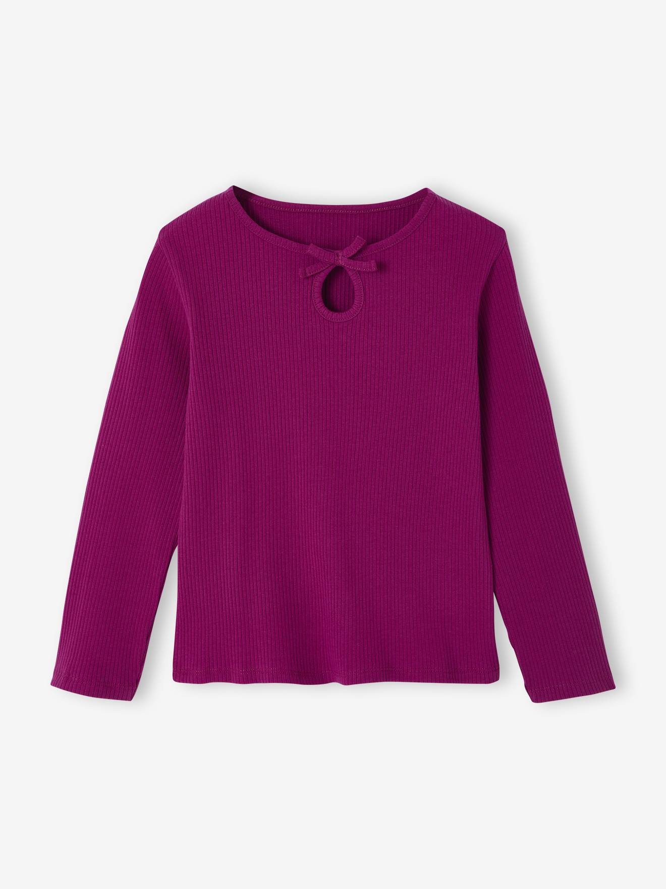 T-shirt met lange mouwen voor meisjes donkerpaars afbeelding