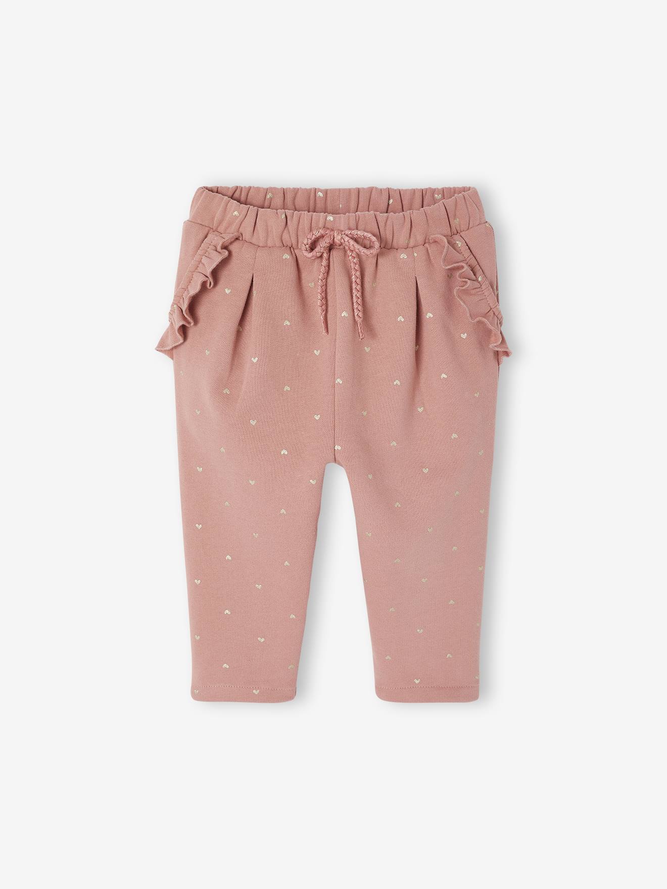 Fleece-pantalon voor meisjesbaby oudroze afbeelding