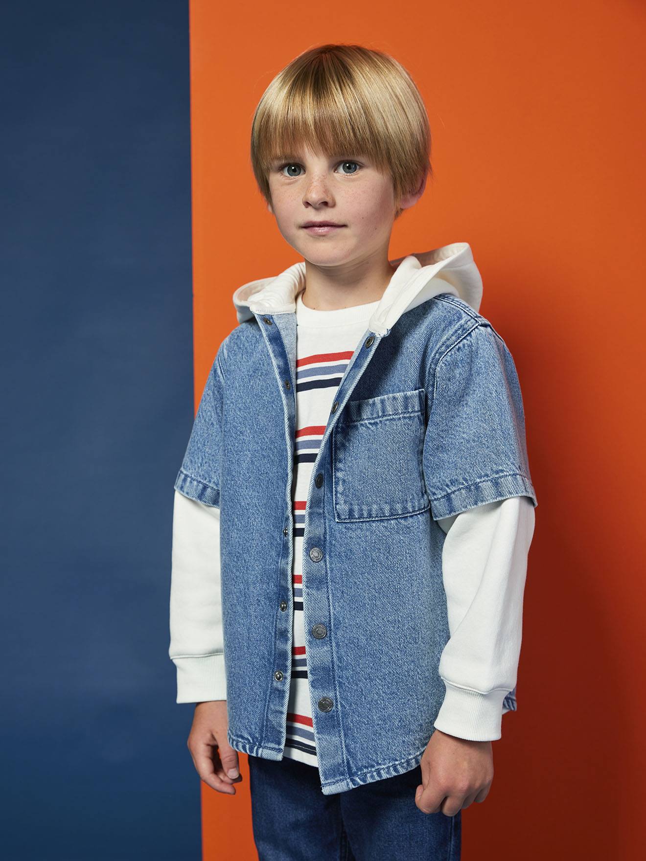 Hemd met gelaagd effect en sweater met capuchon voor jongens double stone afbeelding