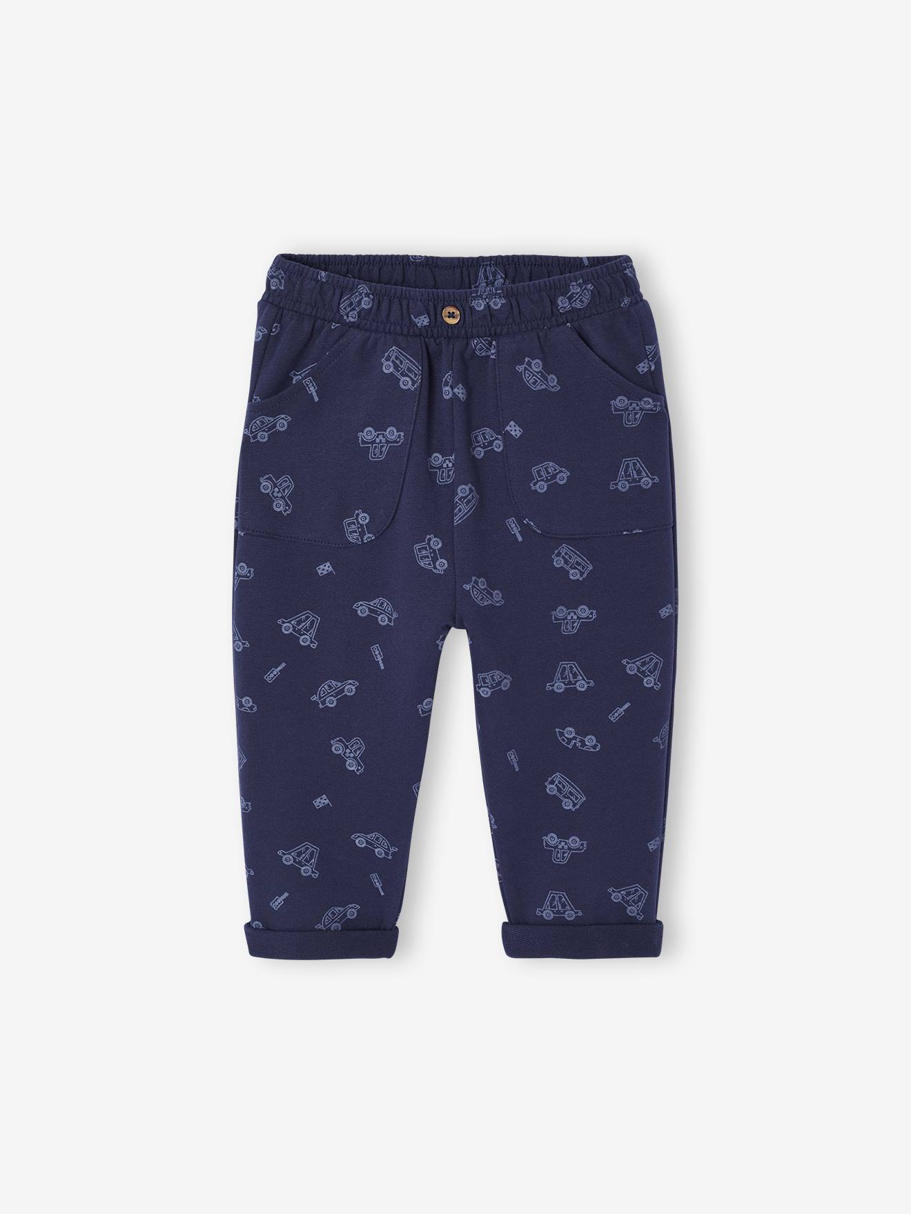 Broek met print van molton baby nachtblauw afbeelding