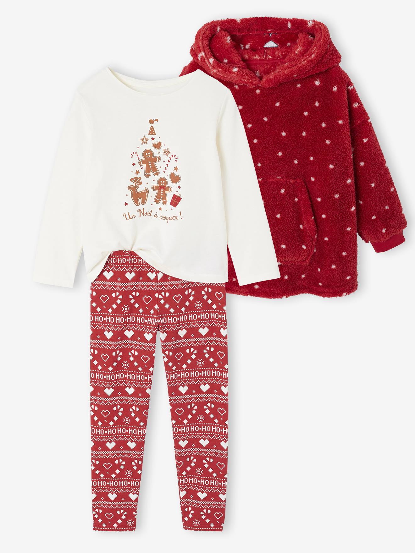 Kerst pyjama set voor meisjes rood afbeelding