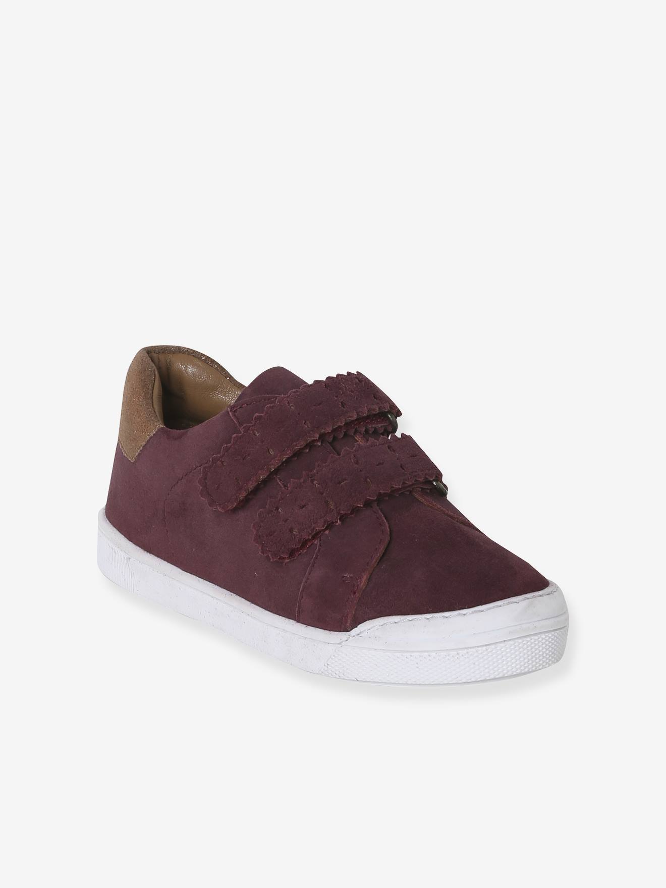 Leren sneakers met klittenband, kleutercollectie meisjes bordeauxrood afbeelding