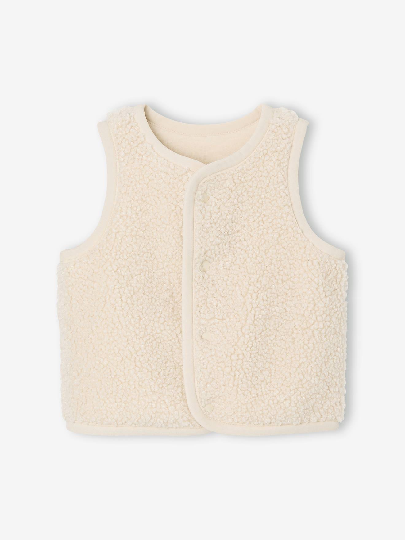 Mouwloos baby vest in imitatiebont vanille afbeelding