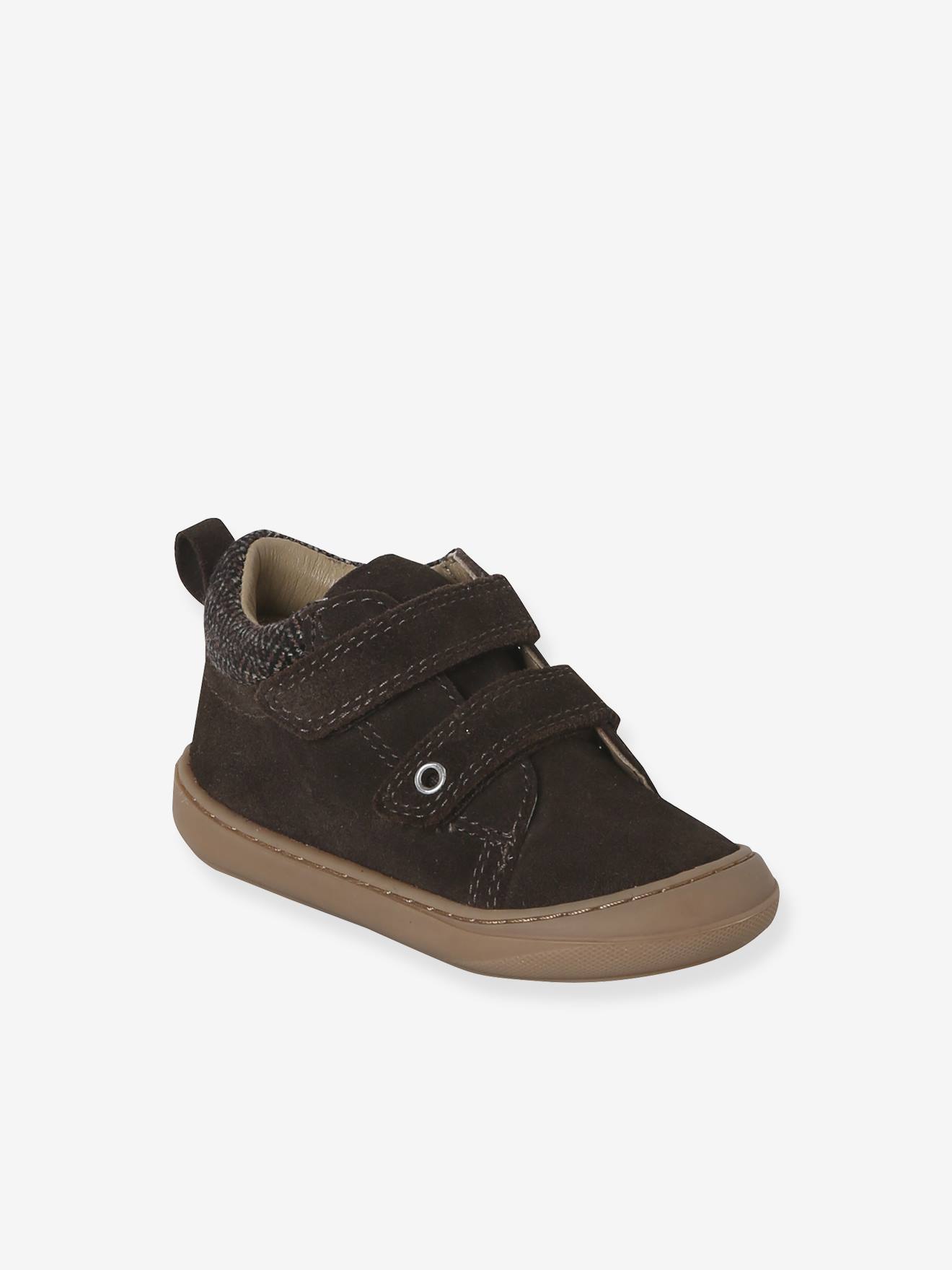 Babyslofjes van zacht leer met antislip chocoladebruin afbeelding