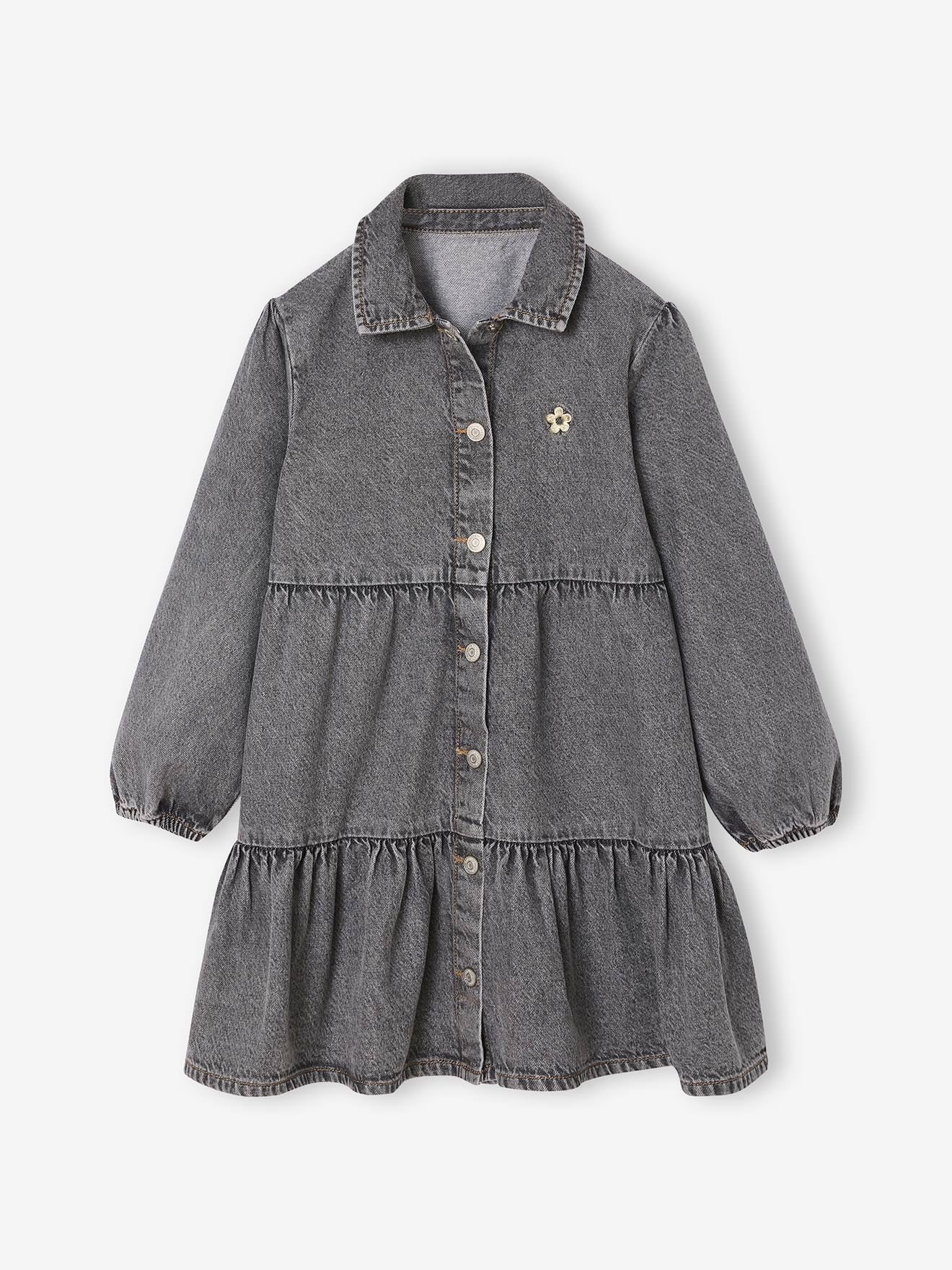 Jurk van lichtgewicht denim voor meisjes denimgrijs afbeelding