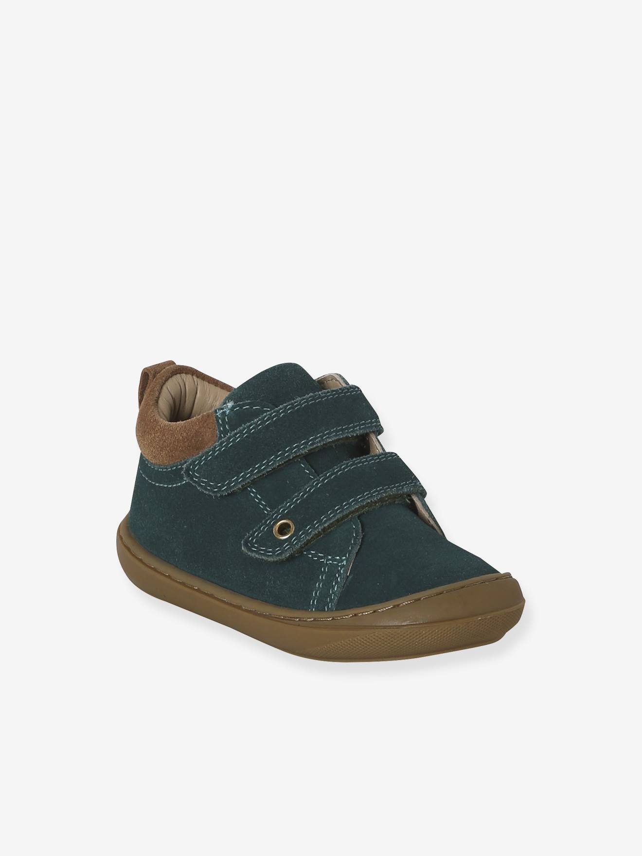 Babyslofjes van zacht leer met antislip groen afbeelding