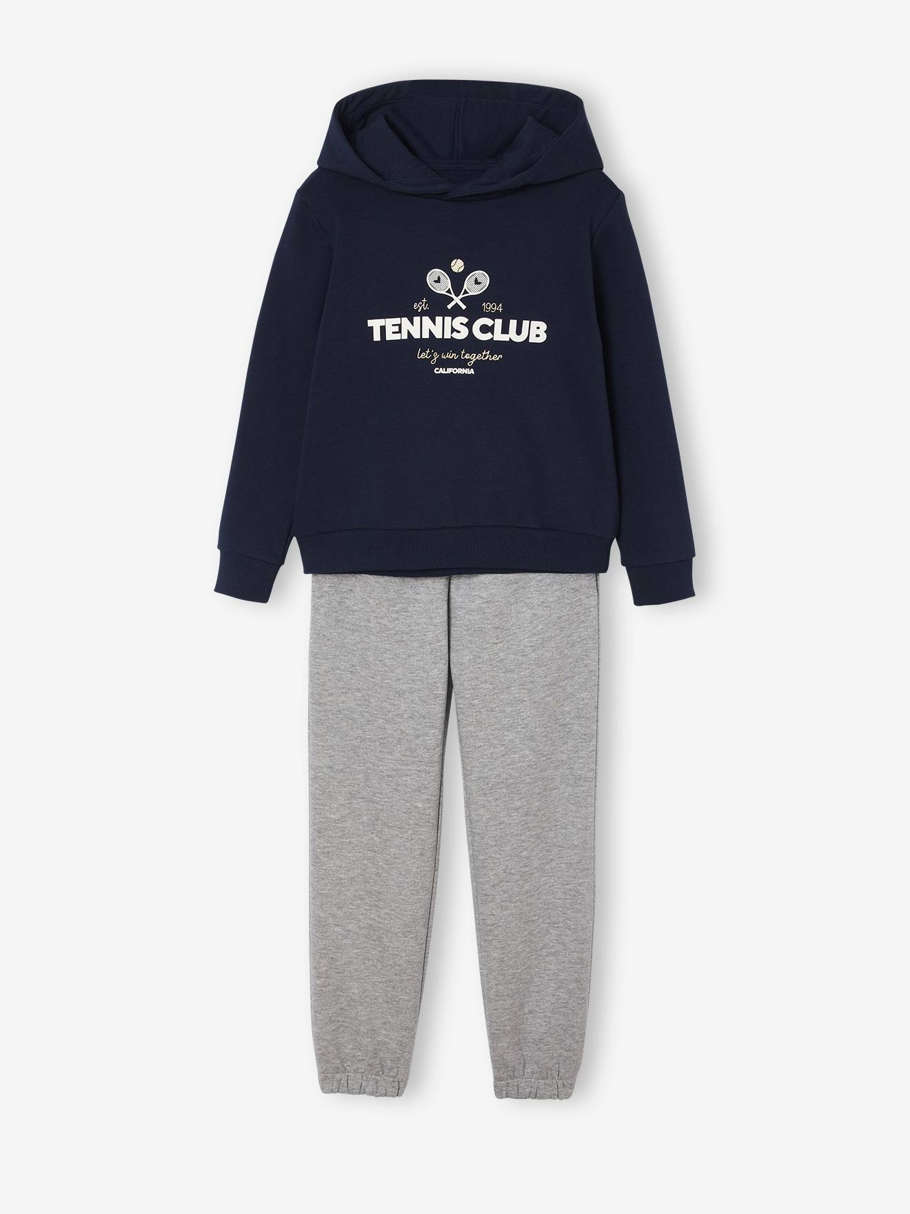 Sportieve set met sweater met capuchon en joggingbroek voor meisjes marineblauw afbeelding