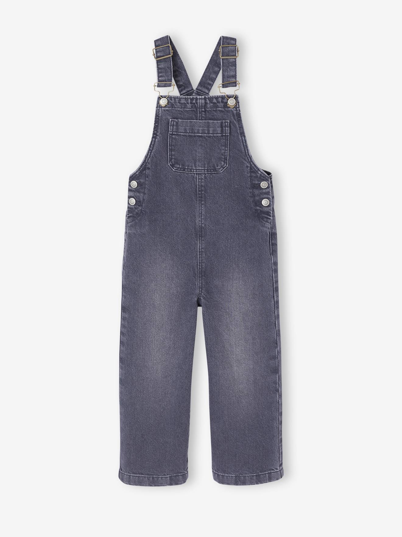 Wijde salopet van jeans voor meisjes zwart denim afbeelding