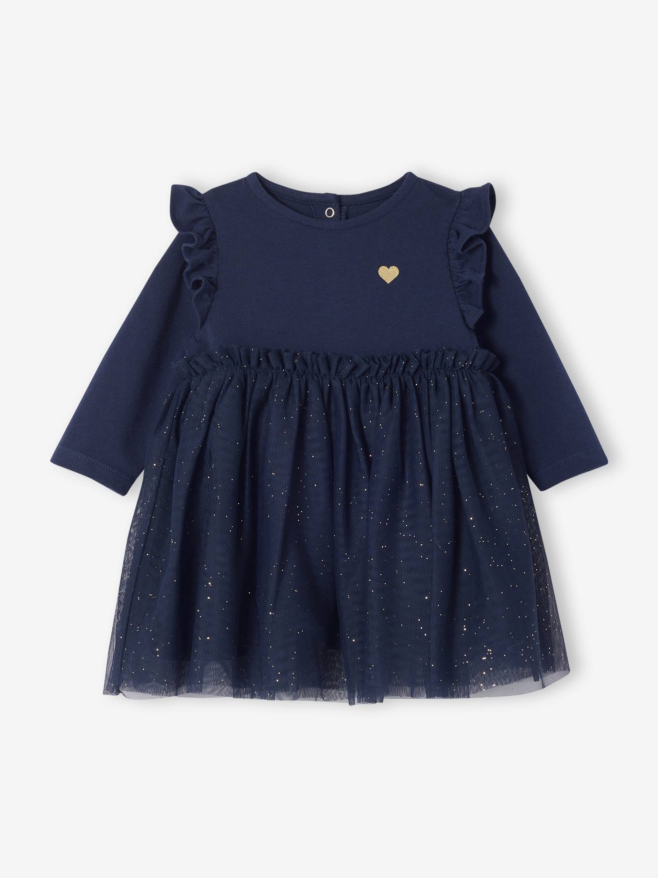 Kerstjurk babymeisjes rok tule met pailletten marineblauw afbeelding