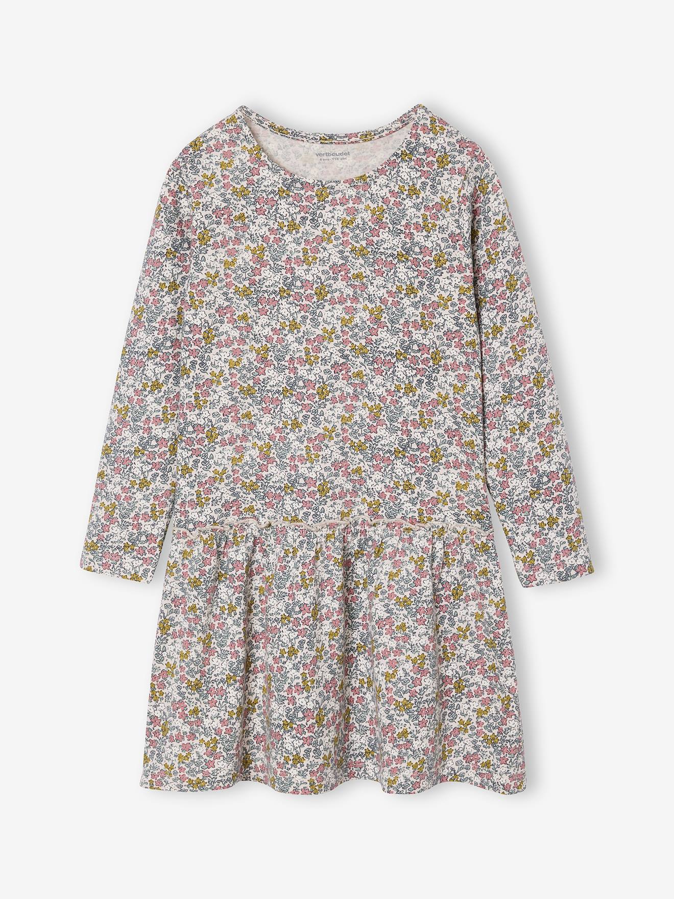 Meisjesjurk met print rozen afbeelding