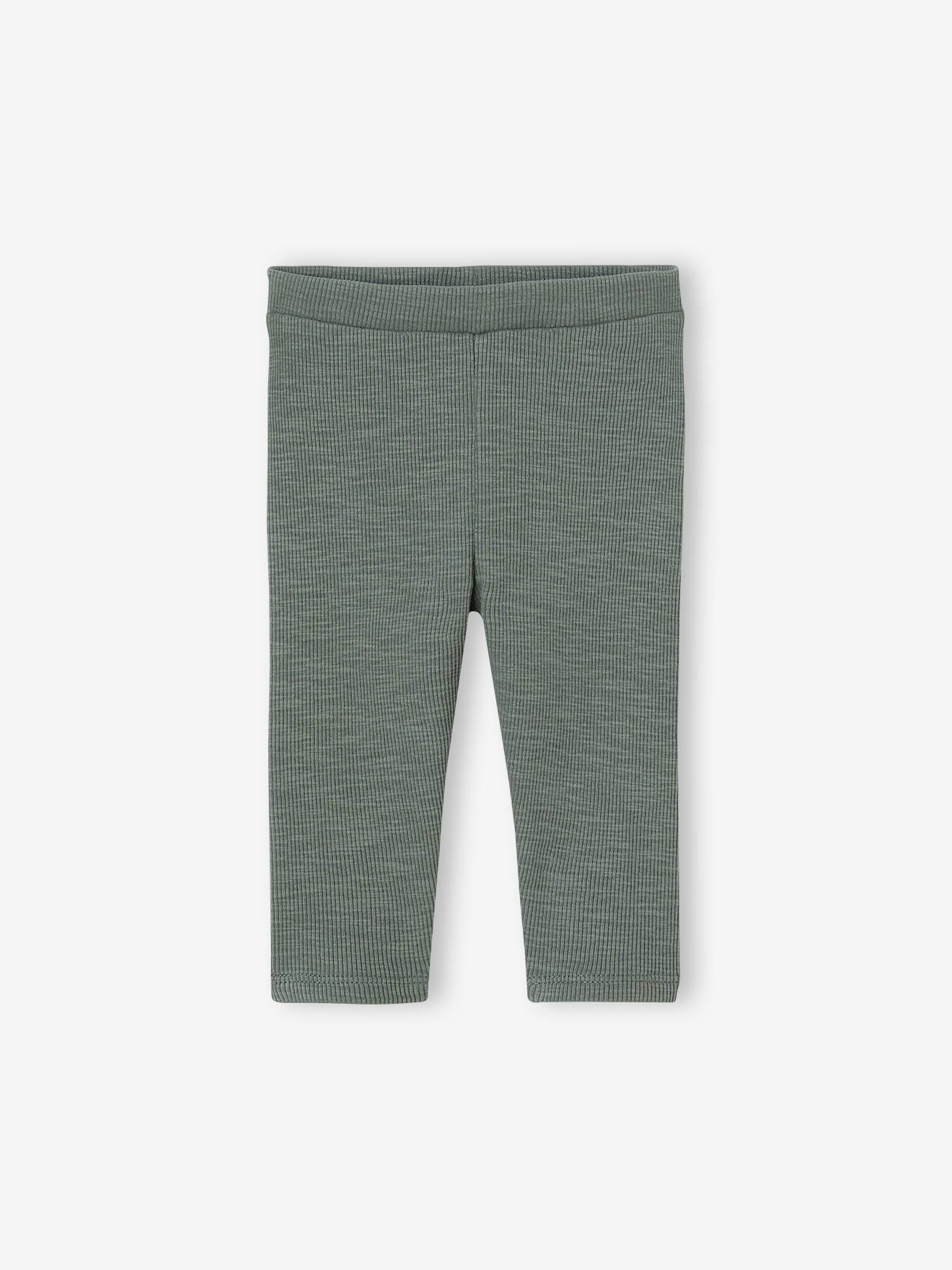 Baby legging in geribbelde tricot groen afbeelding