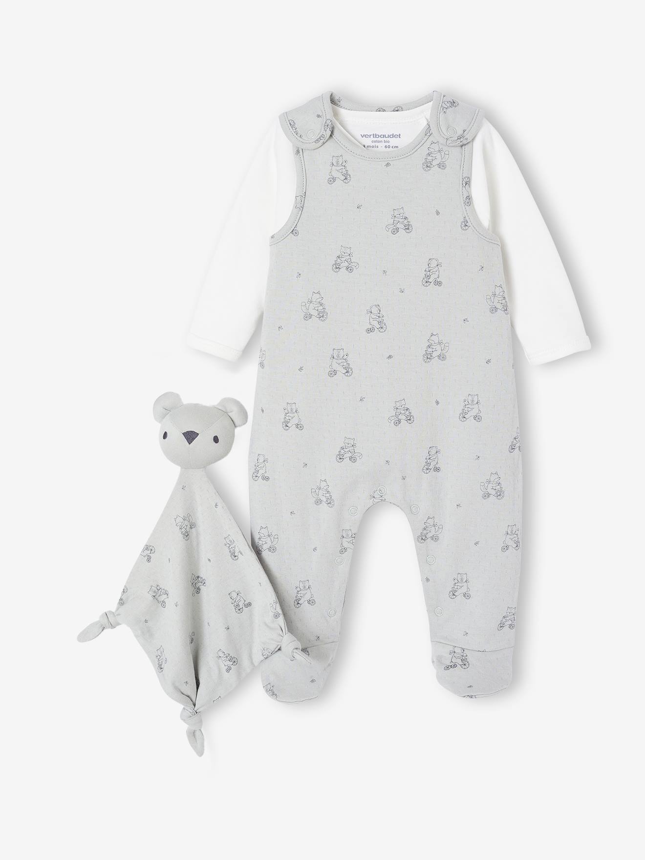 3-delige babyset met babypakje + body + knuffels blauwgroen afbeelding