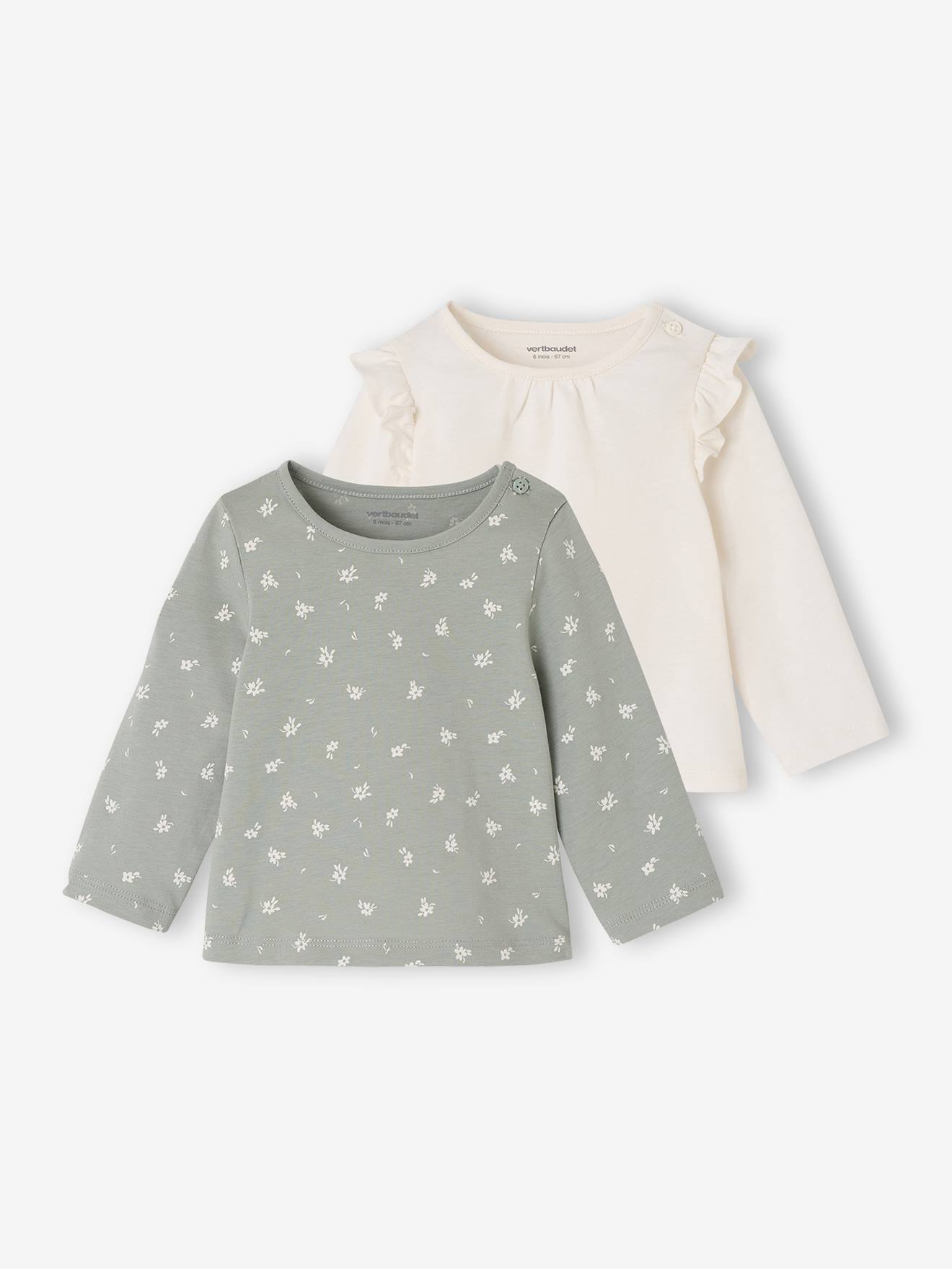Set van 2 T-shirts baby Basics met lange mouwen saliegroen afbeelding