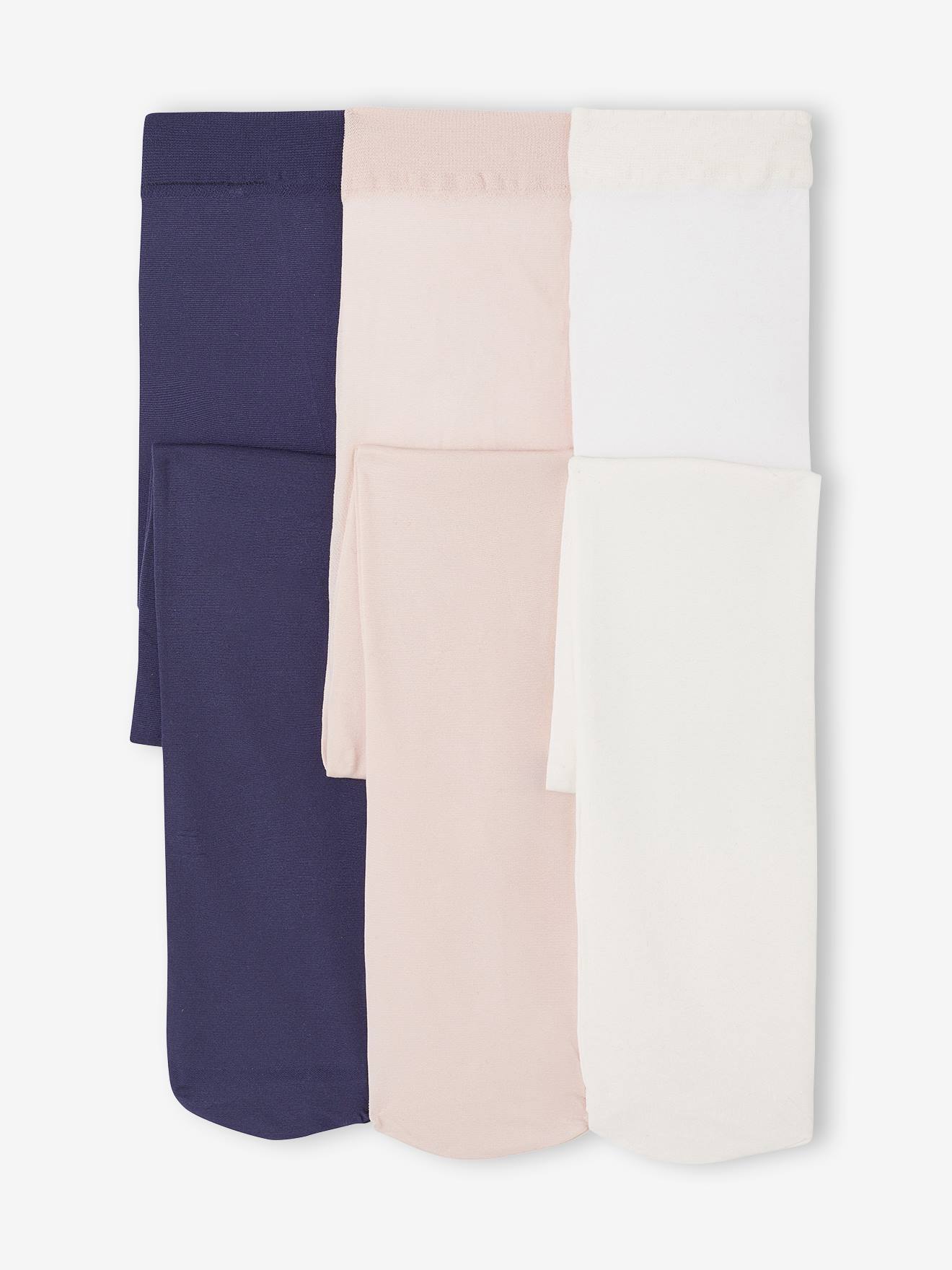 Set van 3 paar panty's polyamide voor meisjes roze (poederkleur) afbeelding