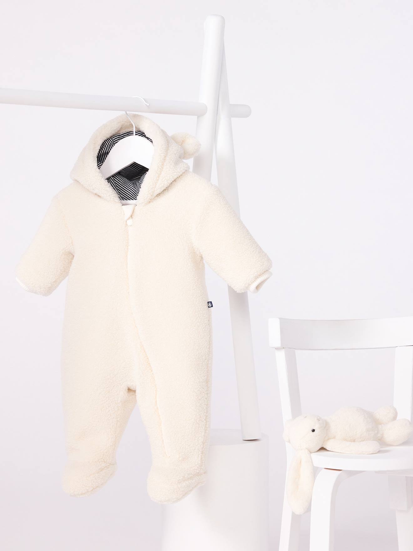 Babypakje baby in sherpa met oren en gevoerd met milleraies PETIT BATEAU ecru afbeelding