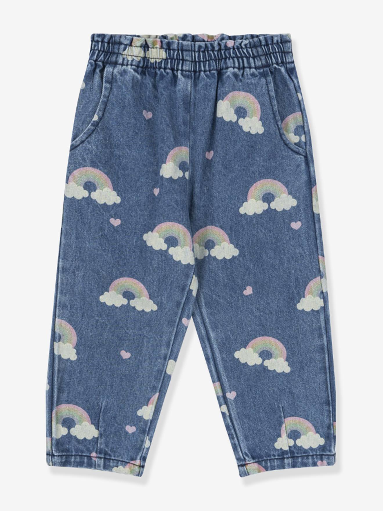 Bedrukte broek in denim Magot KONGES SLOJD jeansblauw afbeelding