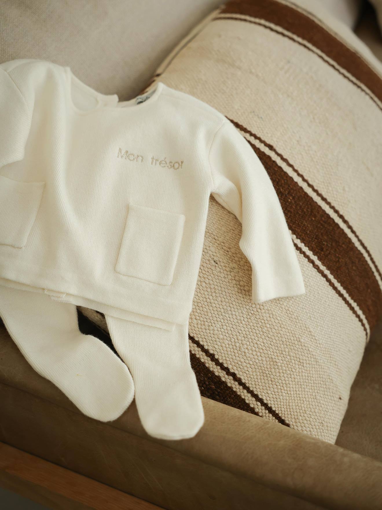Babyset tricot baby unisex ENVIE DE FRAISE personaliseerbaar ecru afbeelding