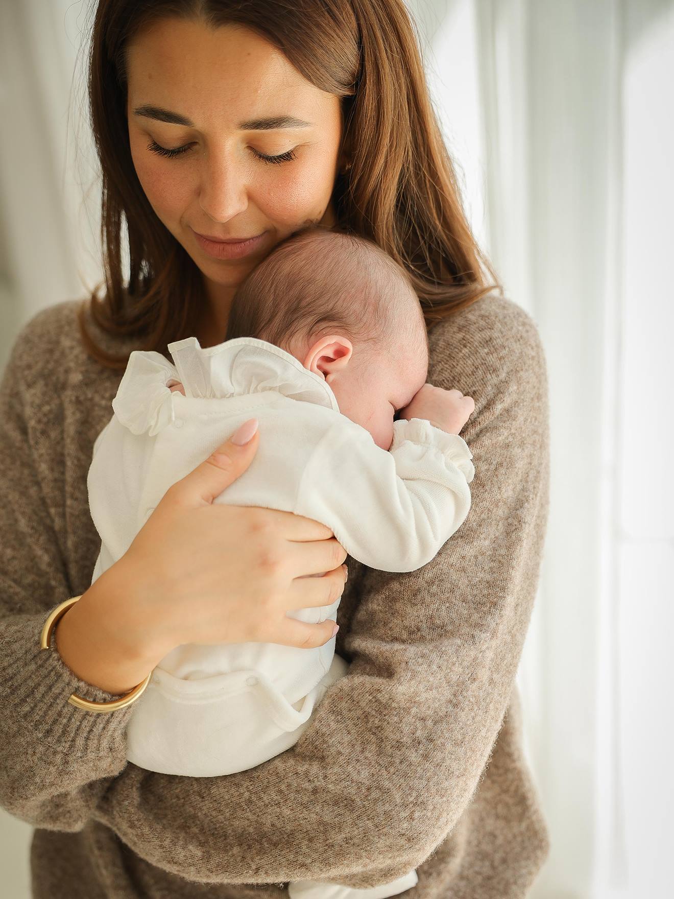 Set van 2 babyslaappakje geboorte meisje in fluweel / velours ENVIE DE FRAISE personaliseerbaar ecru afbeelding