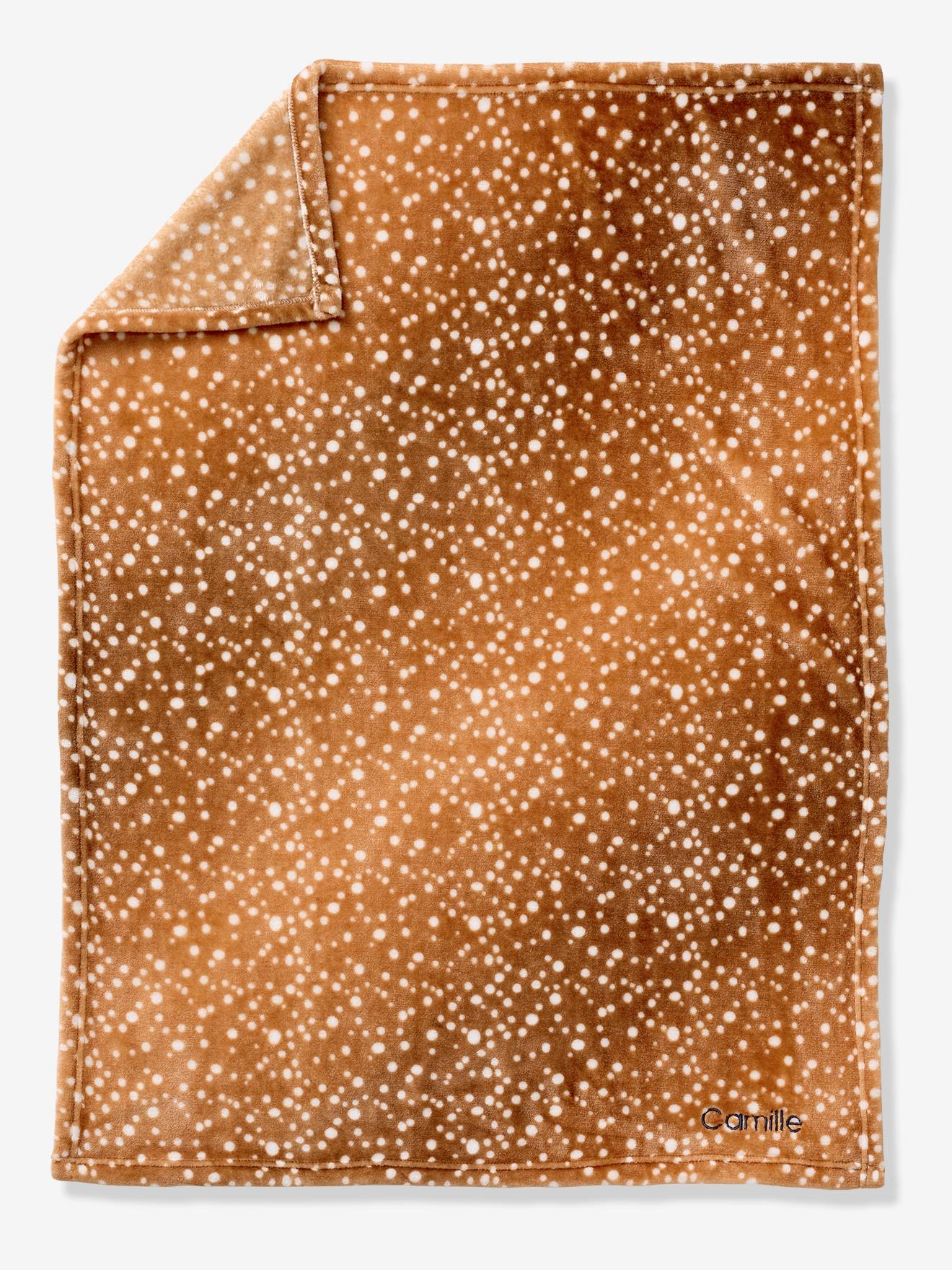 Bedrukte fleece deken. bruin, bedrukt