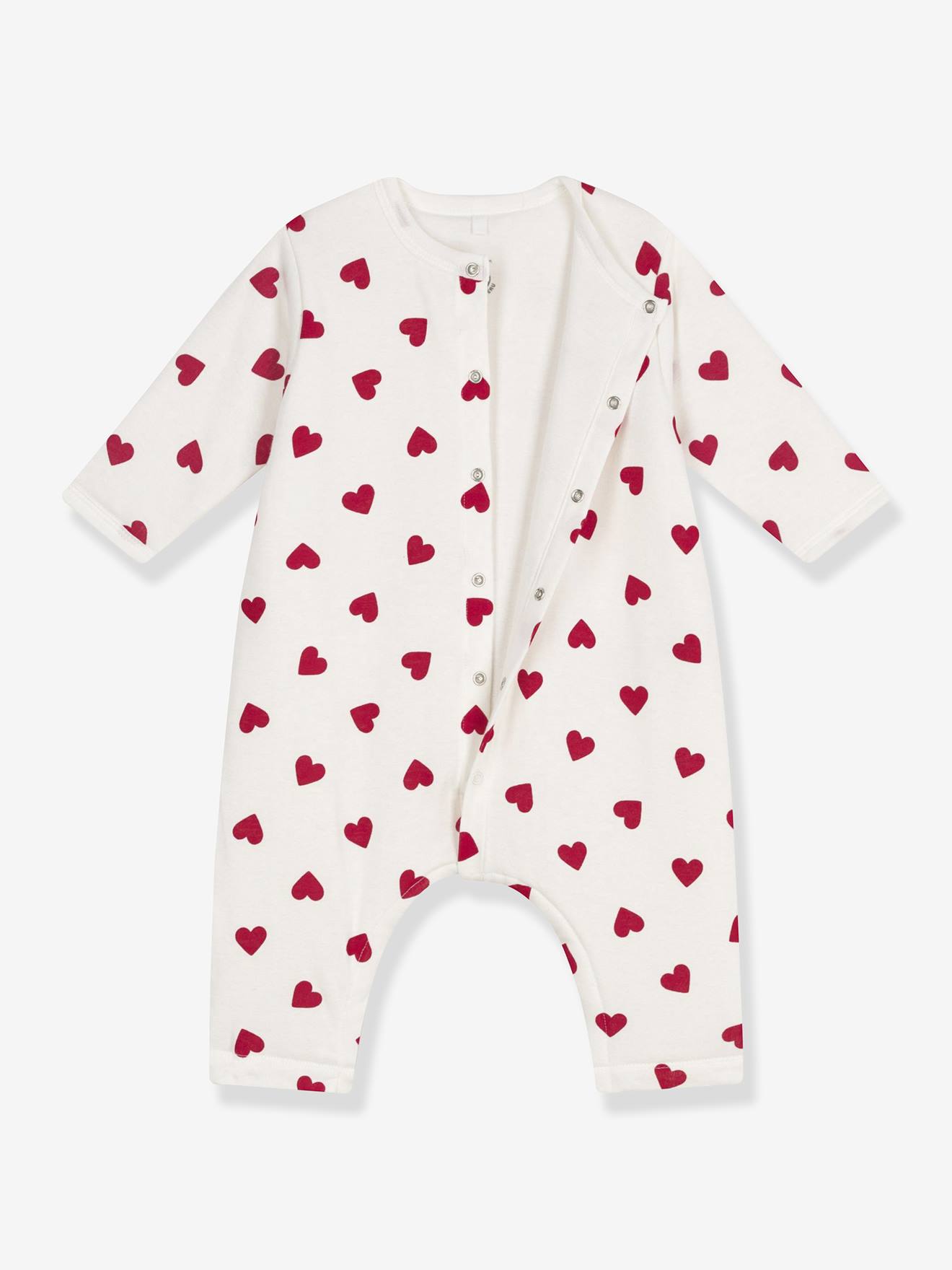 Gewatteerde babypakje van katoen met hartjesprint PETIT BATEAU wit afbeelding