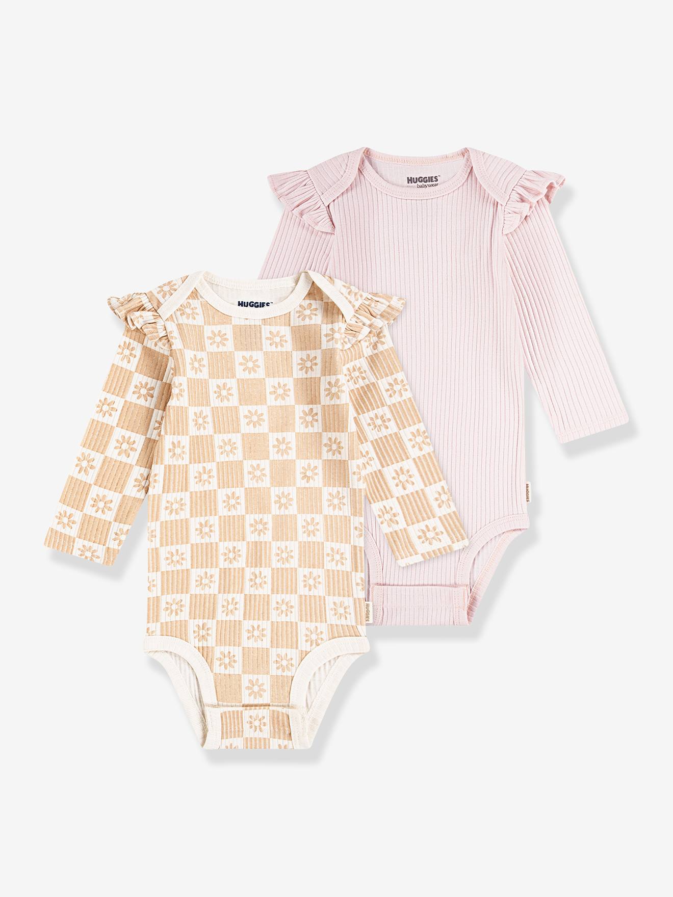 Set van 2 body's met lange mouwen rozen