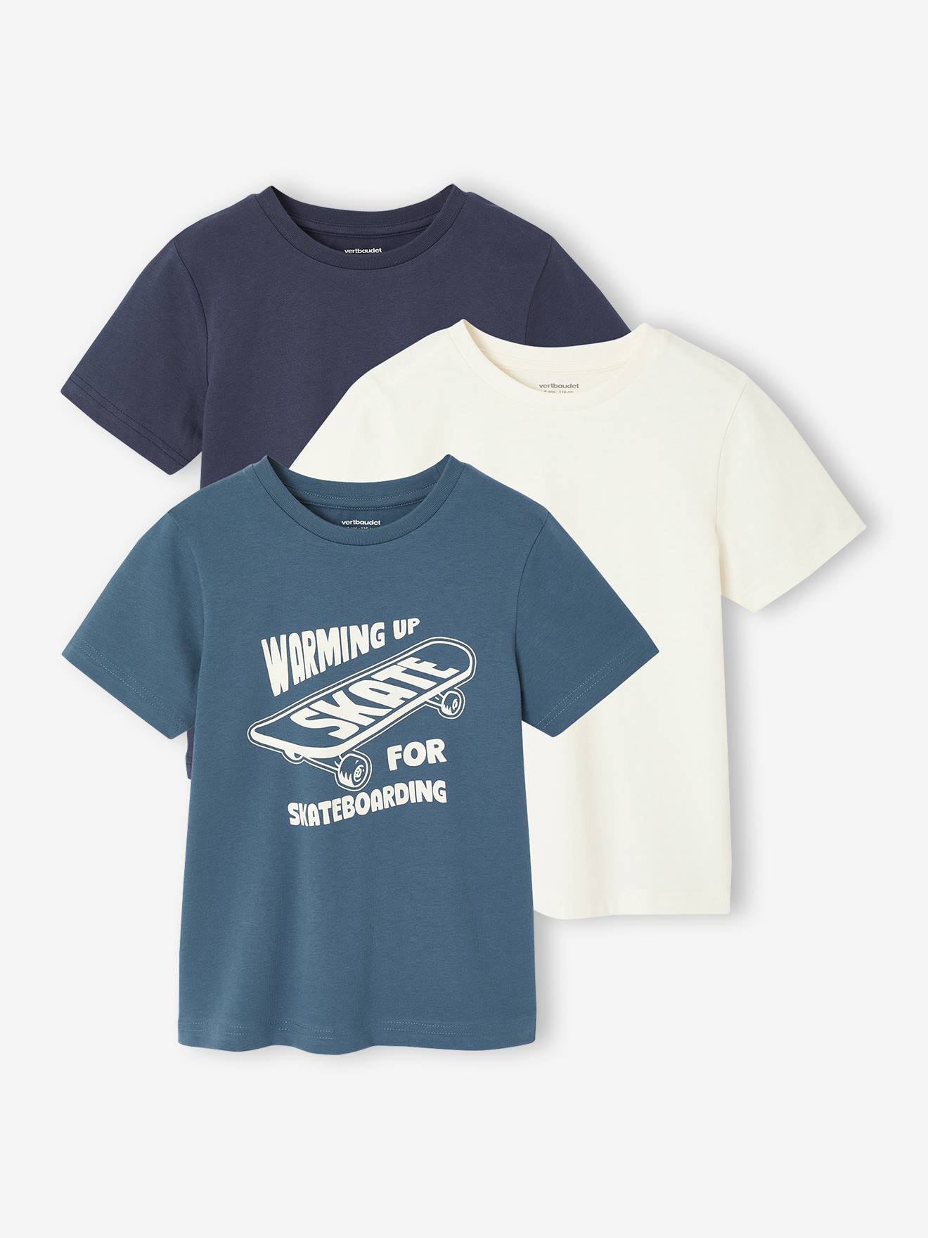 Set van 3 T-shirts met korte mouwen jongens blauw afbeelding